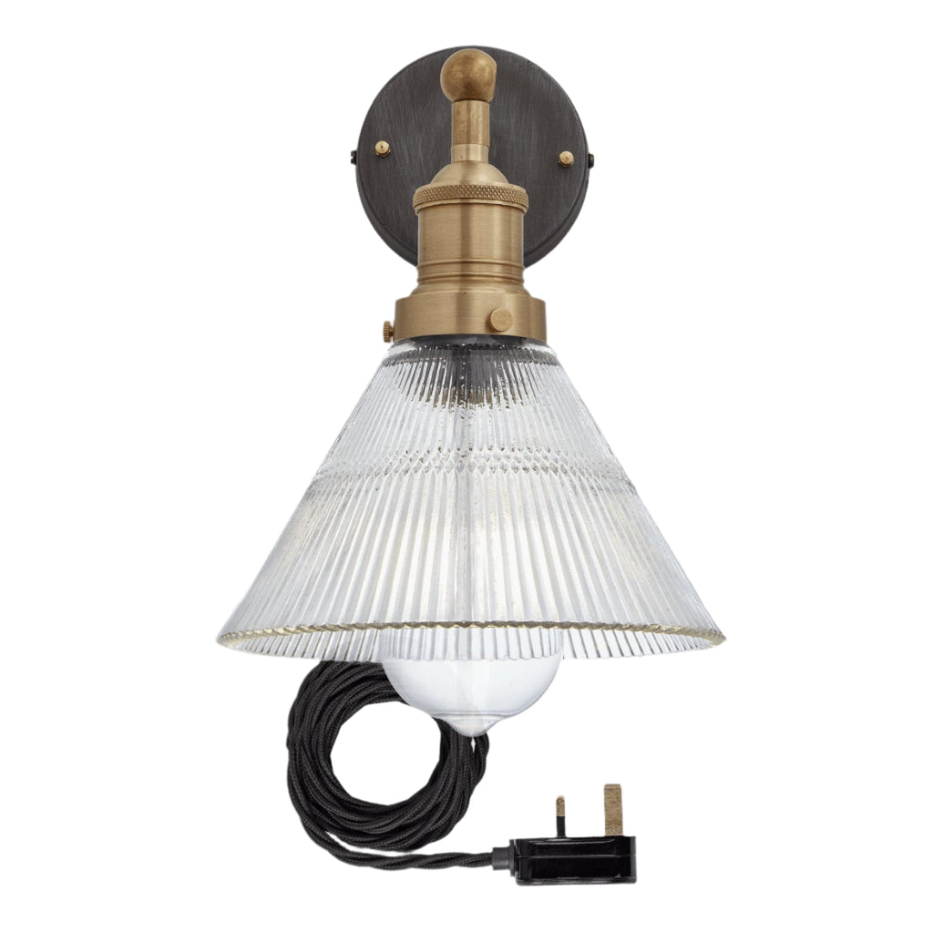 Brooklyn Glass Funnel Wall Light 7 Inch With Plug Industville