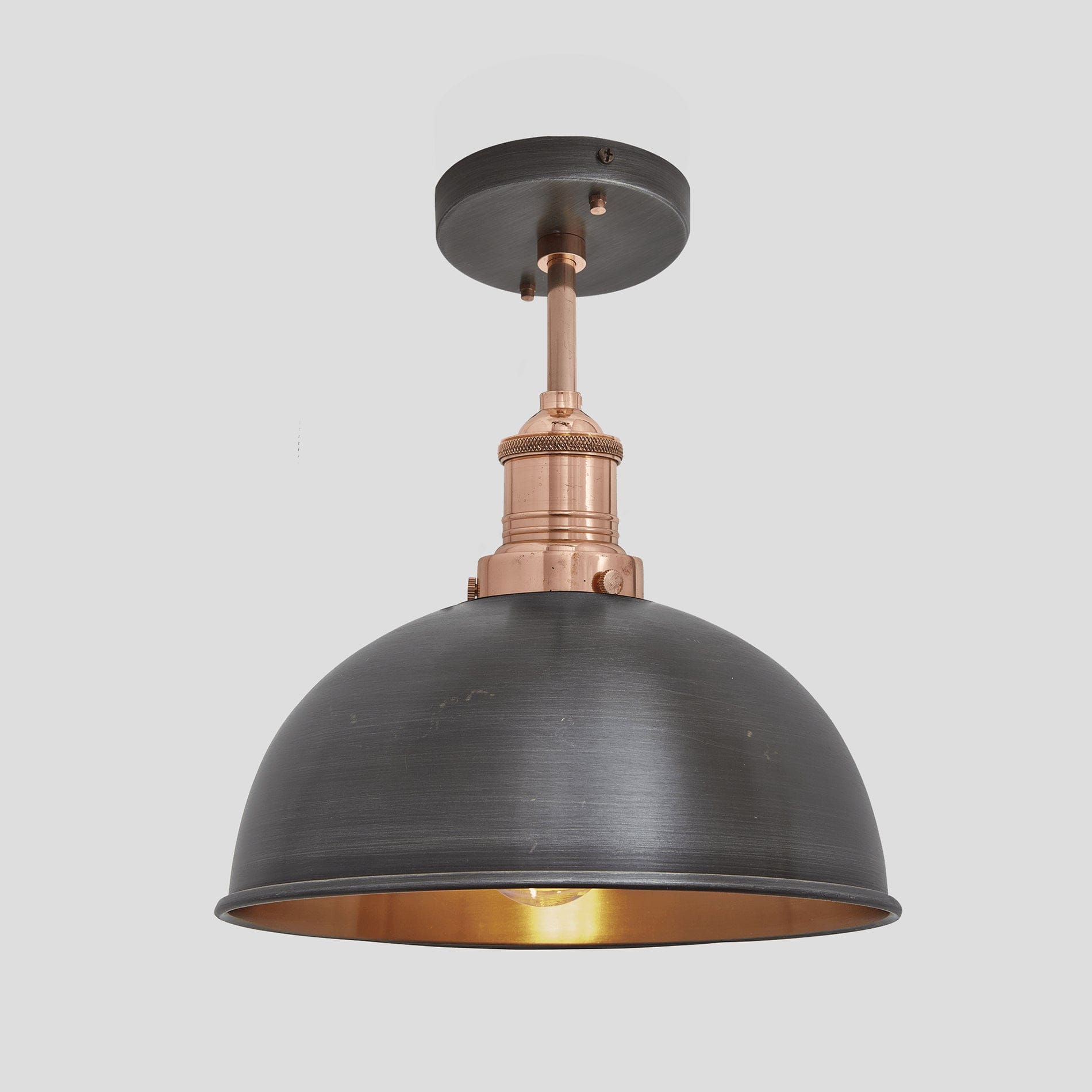 Brooklyn Dome Flush Mount - 8 Inch - Pewter & Copper Industville BR-DFM8-CP-CH