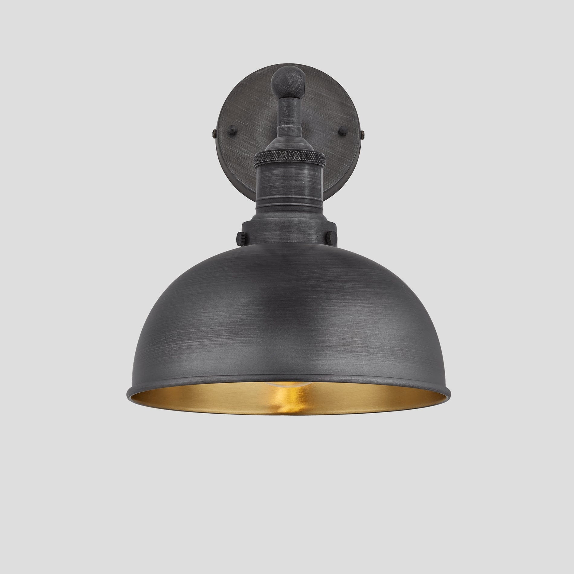 Brooklyn Dome Wall Light - 8 Inch - Pewter & Brass Industville BR-DWL8-BP-PH