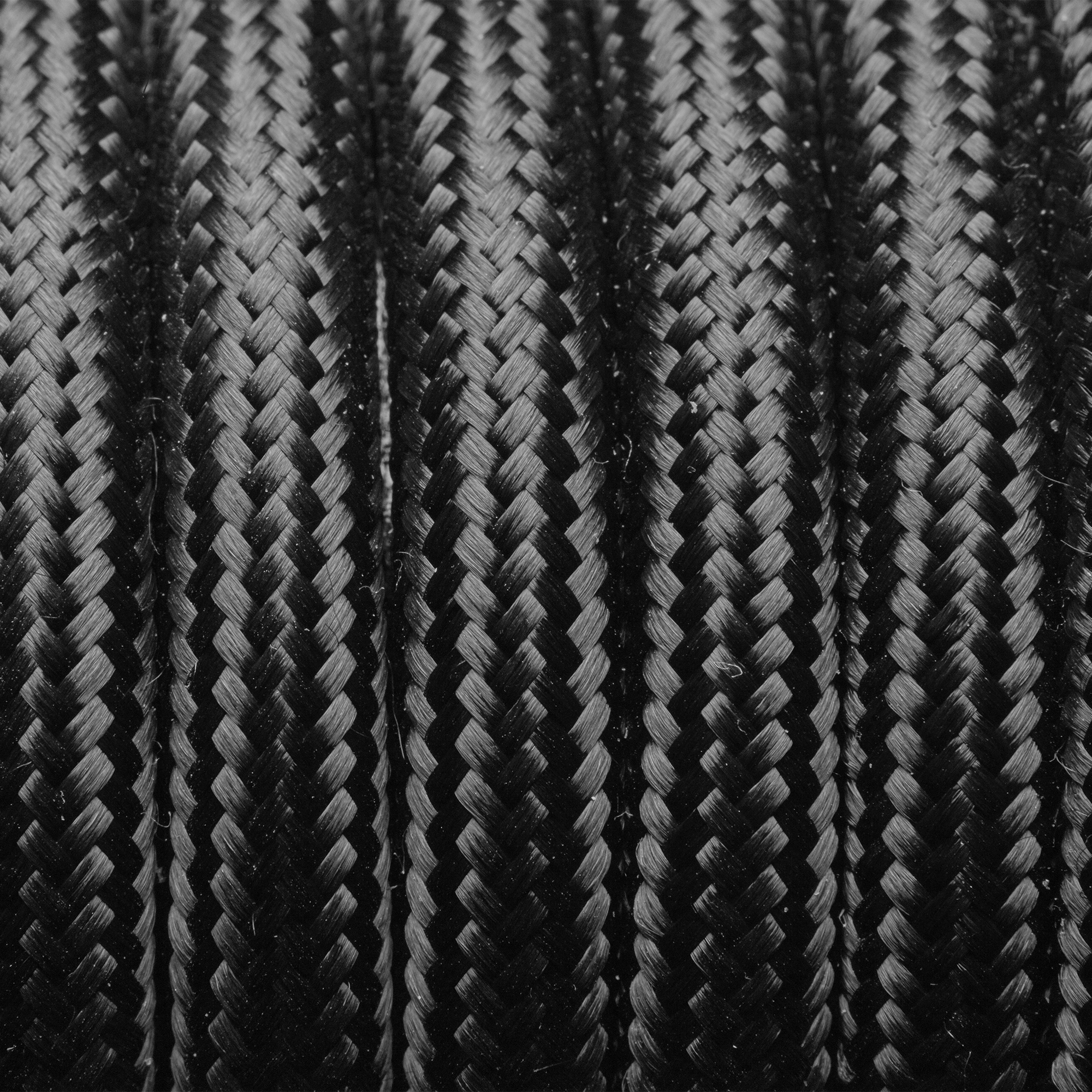 Black Round Fabric Flex - 3 Core Braided Cloth Cable Lighting Wire Industville FL-R-BK