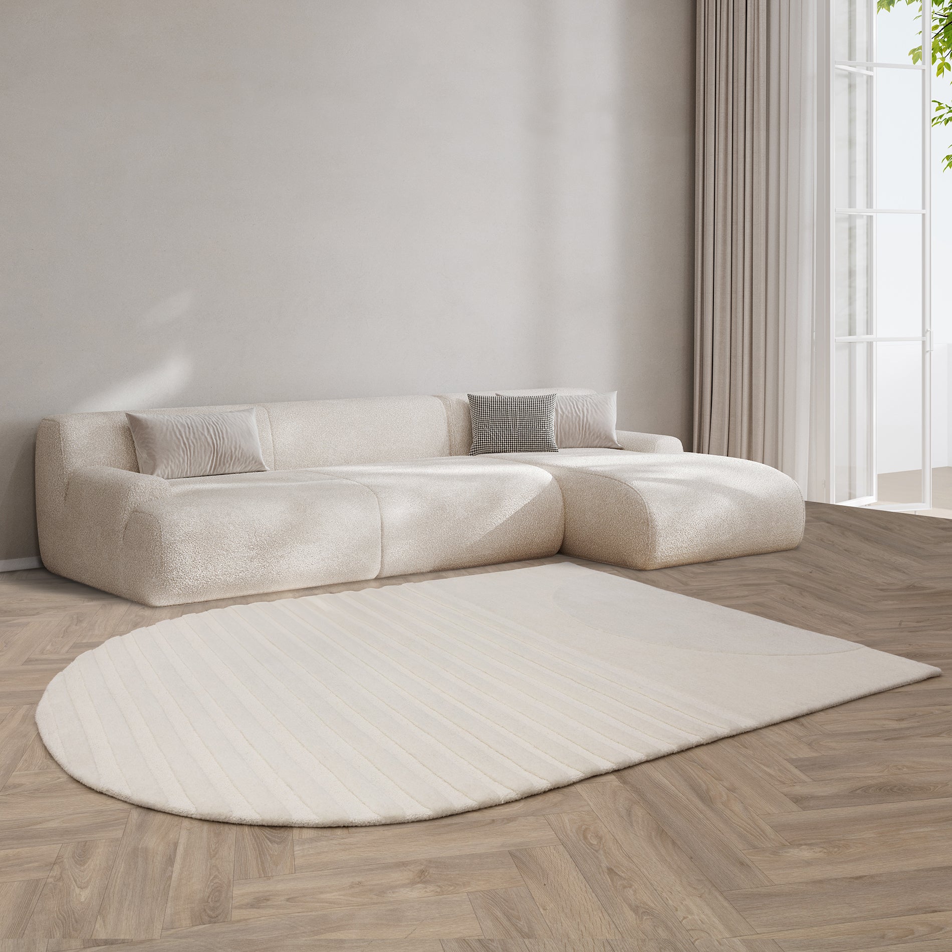 Arch Hand Tufted Wool Rug in Cream | Contemporary Geometric Pattern ...
