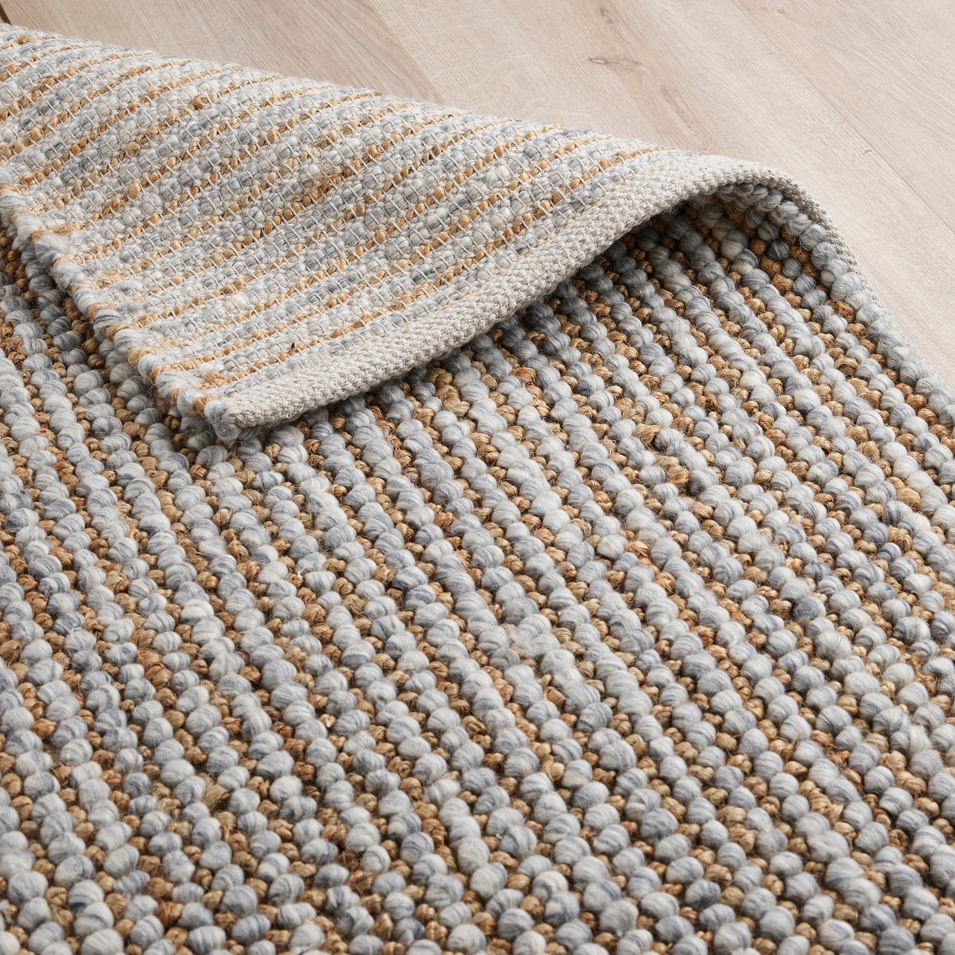 Handcrafted Rugs | Fara Hand Woven Jute & Wool Rug in Natural & Grey ...