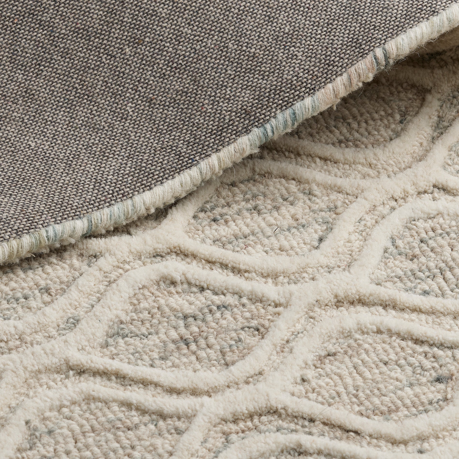 Wool Geometric Rugs | Hume Hand Tufted Wool Rug in Grey & Cream - 200 x ...