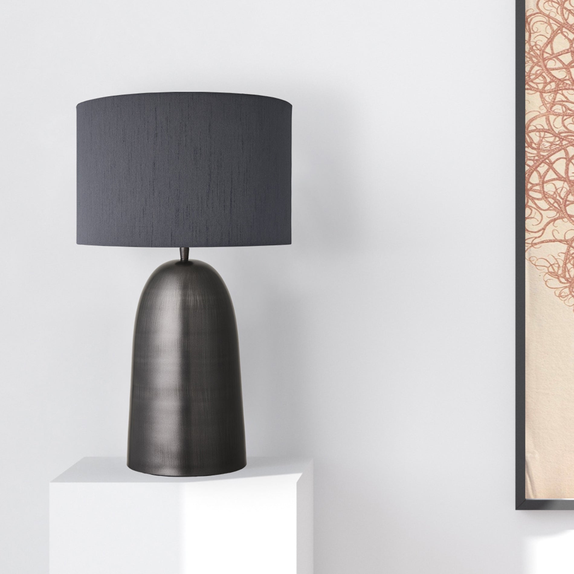 Pillar Geometric Bell Table Lamp - Pewter - Base Only