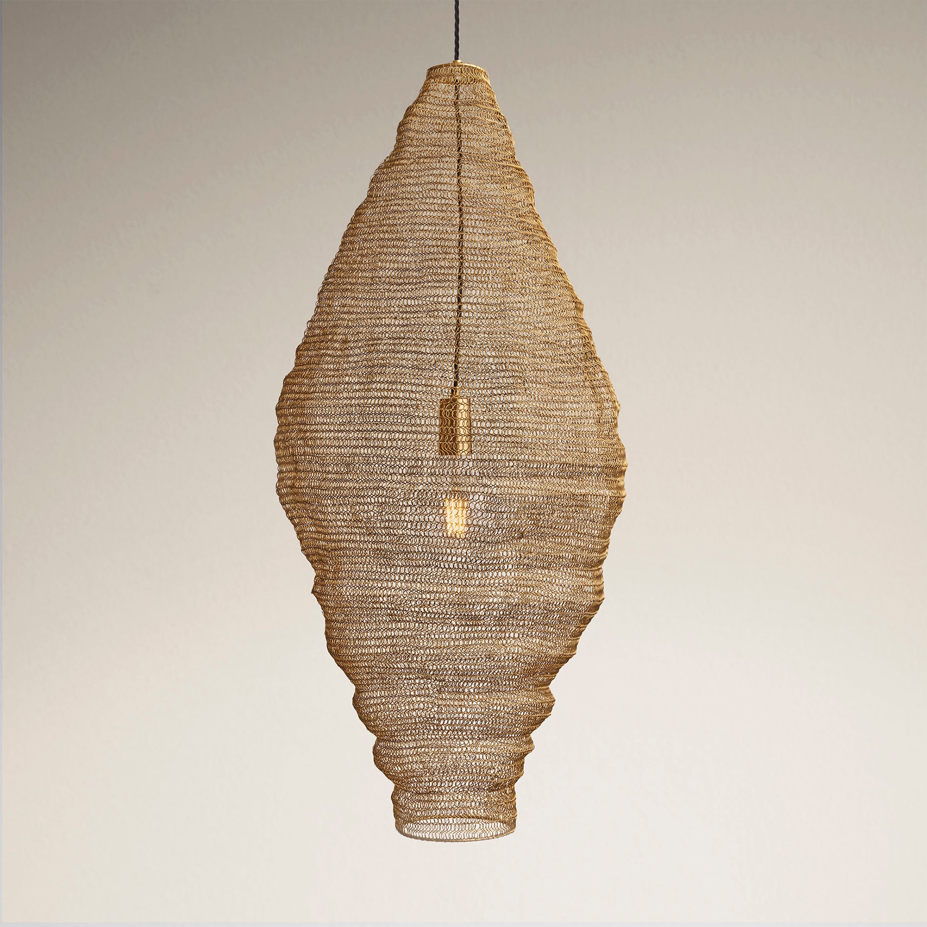 Beehive Wire Cage Metal Mesh Pendant Light - Oval - Brass - Pre-order - Expected w/c 18th of March