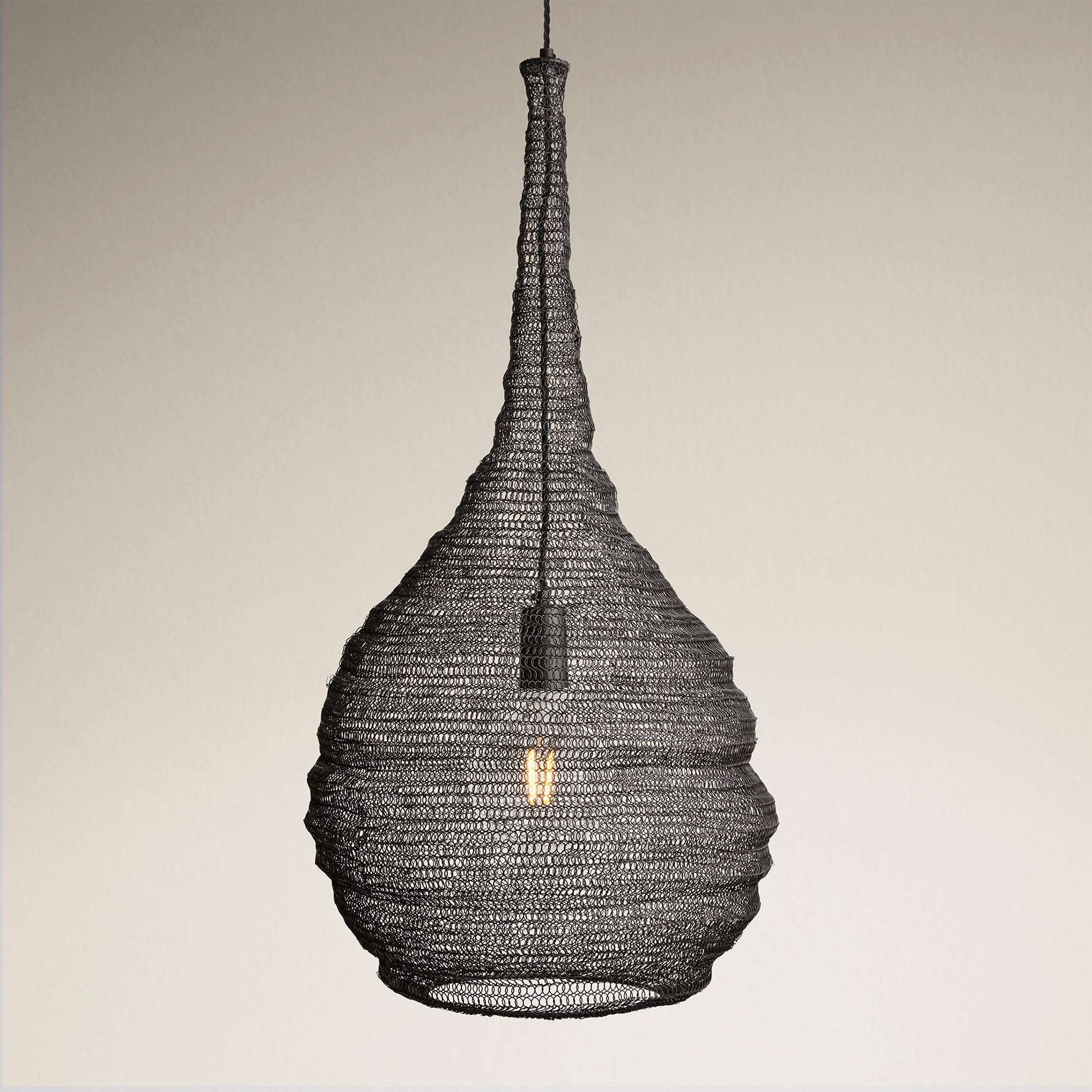 Beehive Wire Cage Metal Mesh Pendant Light - Drop - Pewter