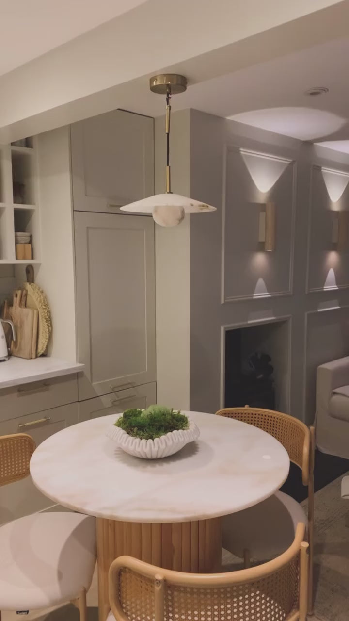 Alabaster Slope Pendant Light in 12 Inch with Brass Holder