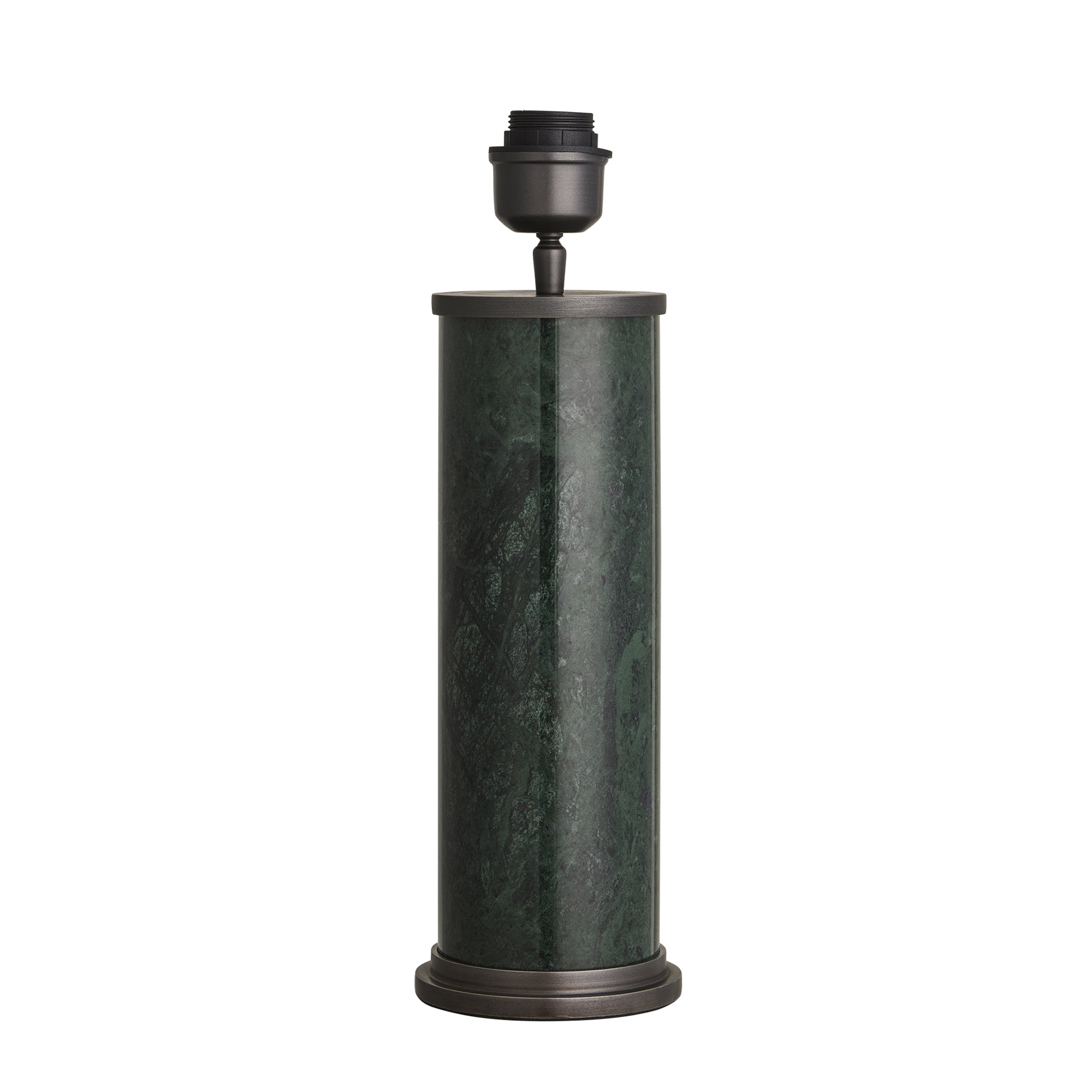 Marble Pillar Cylinder Table Lamp - Green with Pewter - Base Only Industville MA-PIL-CYTL-GR-P-BO