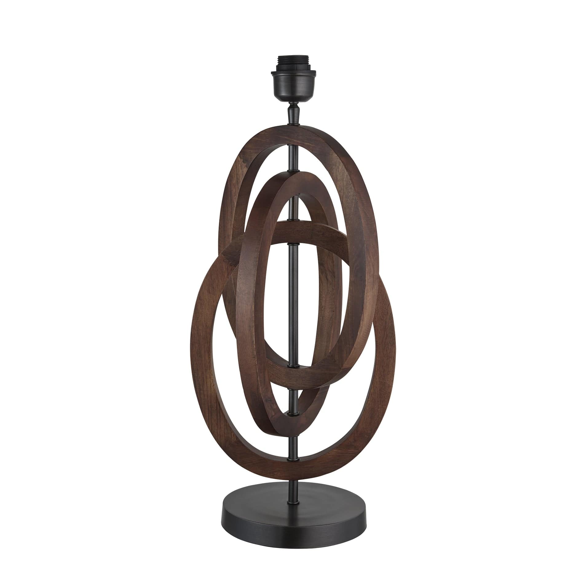 Wooden Geometric Circle Table Lamp - Walnut - Base Only Industville WO-GE-CITL-WN-BO