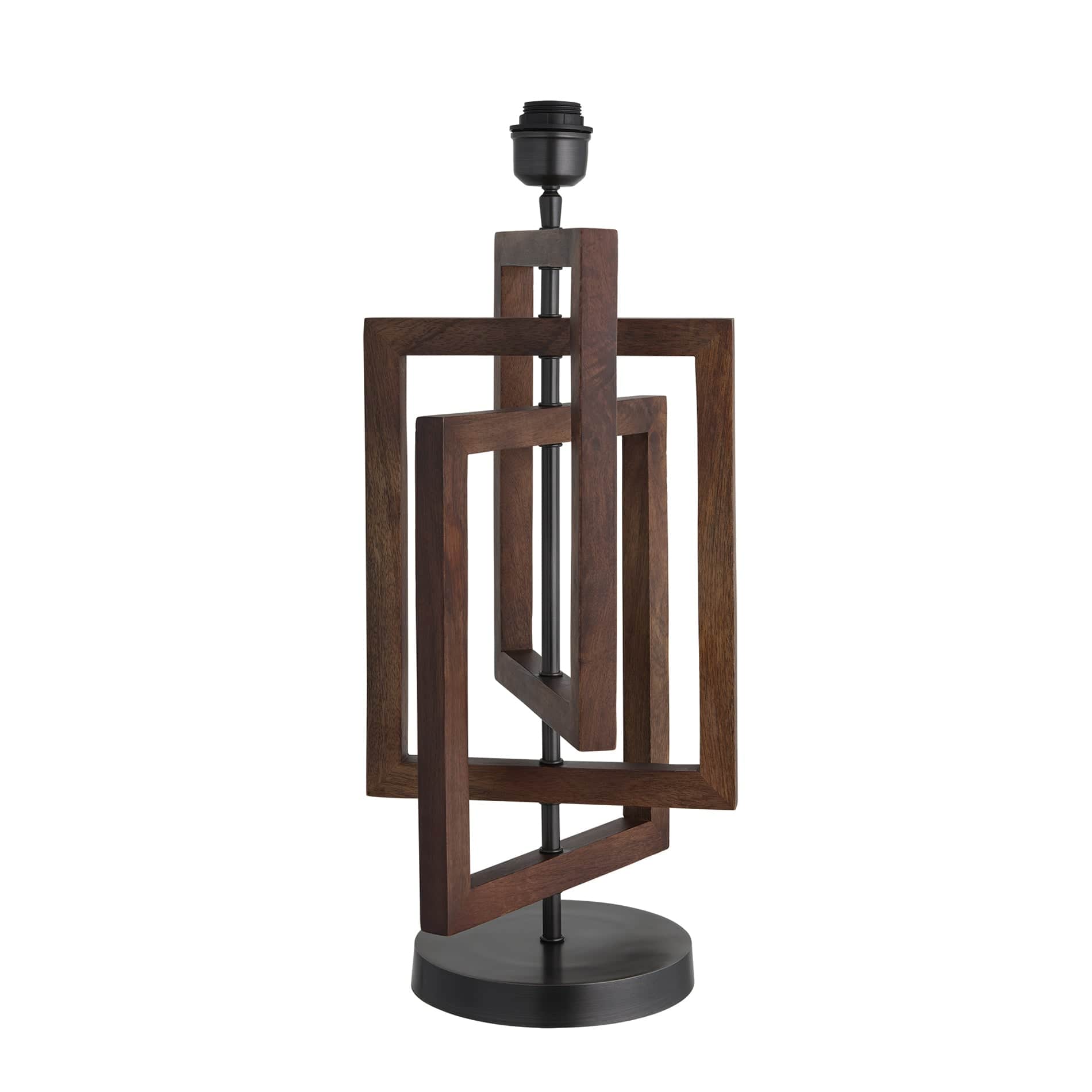 Wooden Geometric Rectangle Table Lamp - Walnut - Base Only Industville WO-GE-RETL-WN-BO