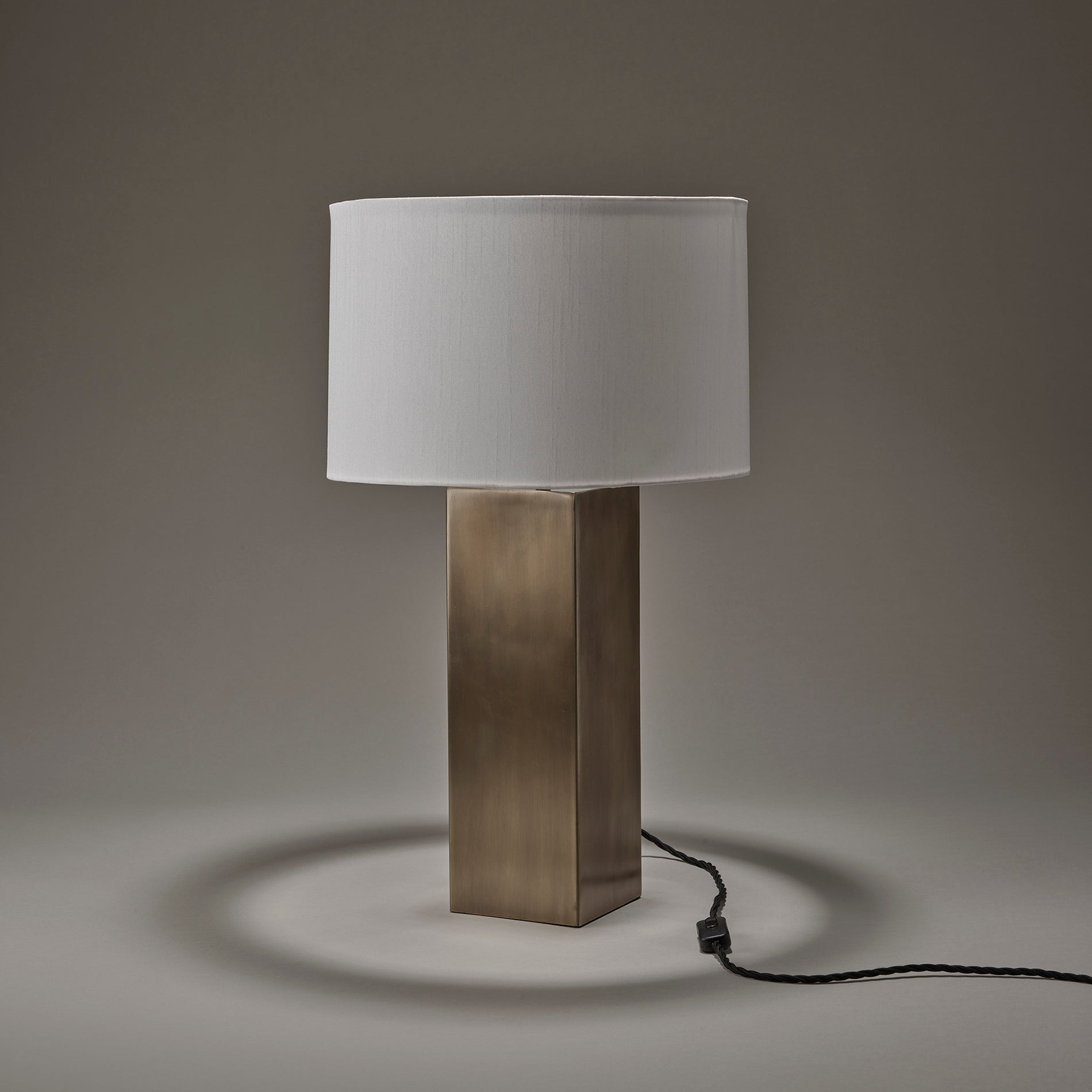 Pillar Square Table Lamp - Brass Industville