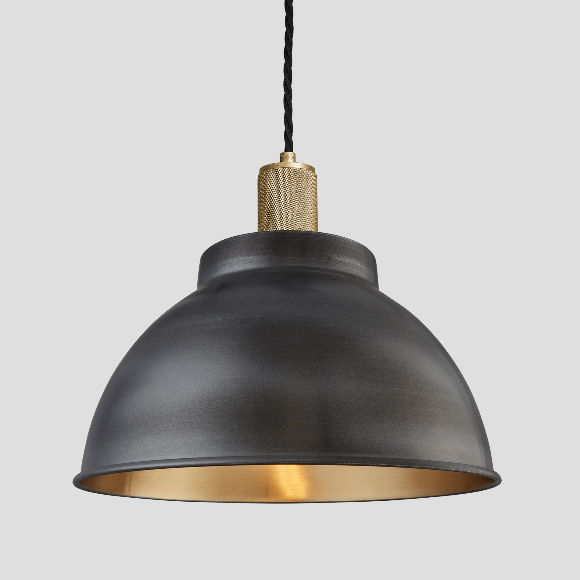 Knurled Dome Pendant - 13 Inch - Pewter & Brass Industville KN-DP13-BP-BH