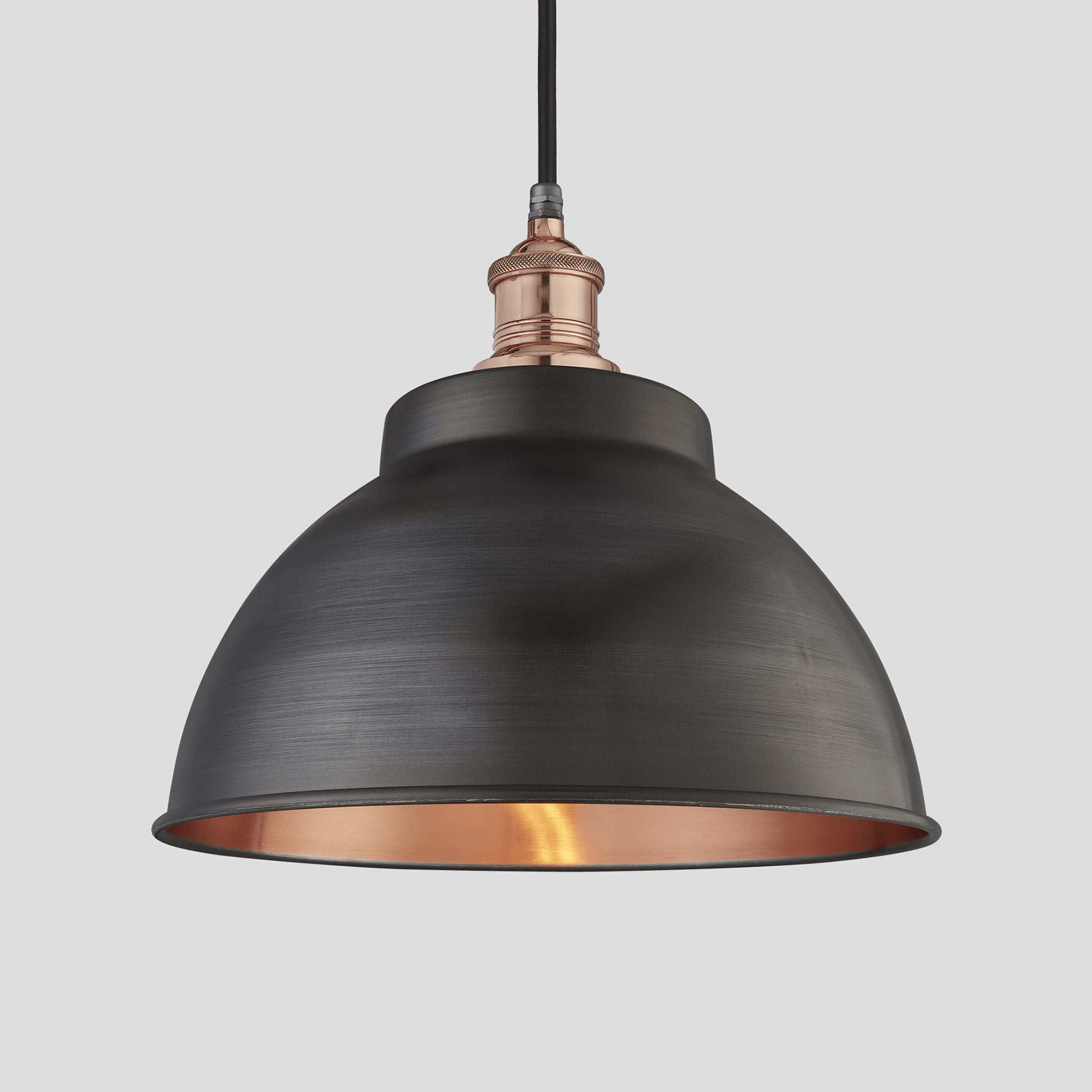 Brooklyn Outdoor & Bathroom Dome Pendant - 13 Inch - Pewter & Copper Industville BR-IP65-DP13-CP-CH-GLG
