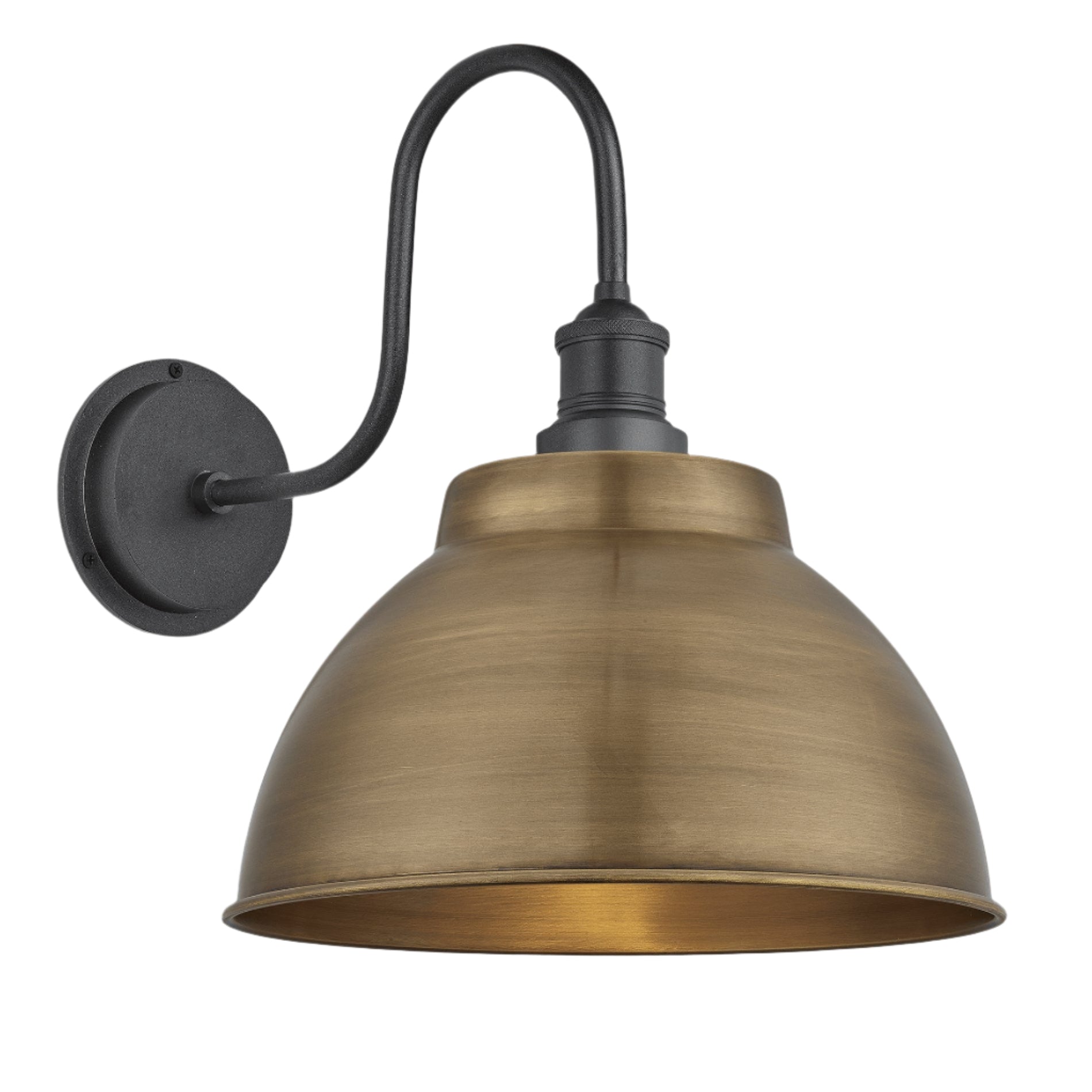 Swan Neck Outdoor Dome Wall Lights | 13 Inch Brass | Vintage