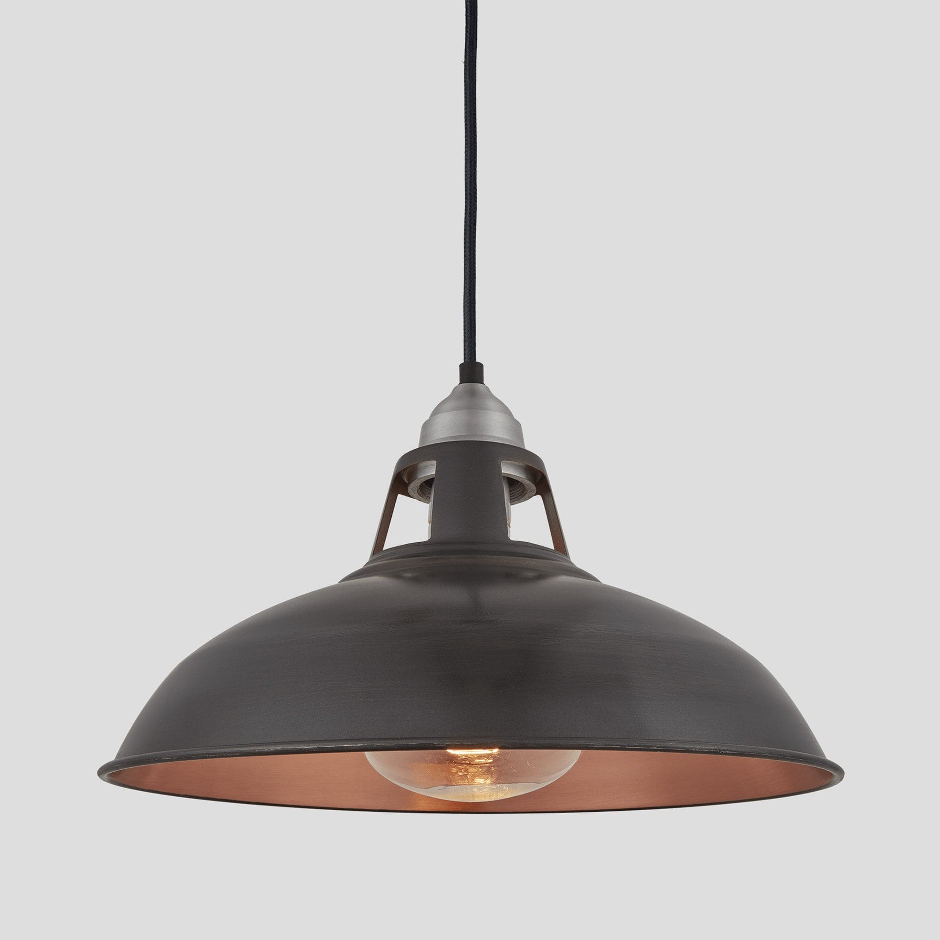 Old Factory Slotted Heat Pendant Lamps - 15 Inch - Pewter & Copper Industville OF-HLP15-CP-LPH