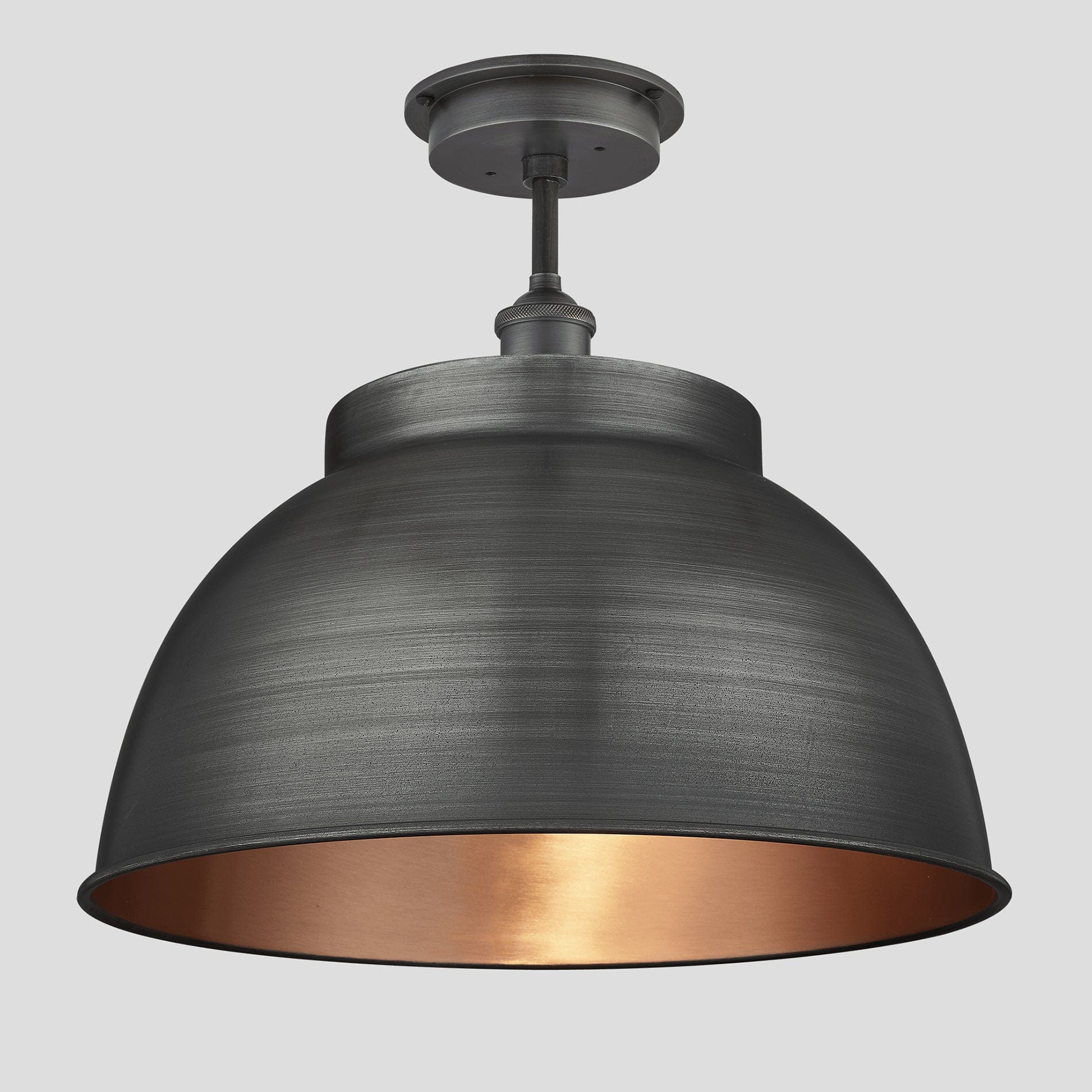 Brooklyn Outdoor & Bathroom Dome Flush Mount - 17 Inch - Pewter & Copper Industville BR-IP65-DFM17-CP-PH