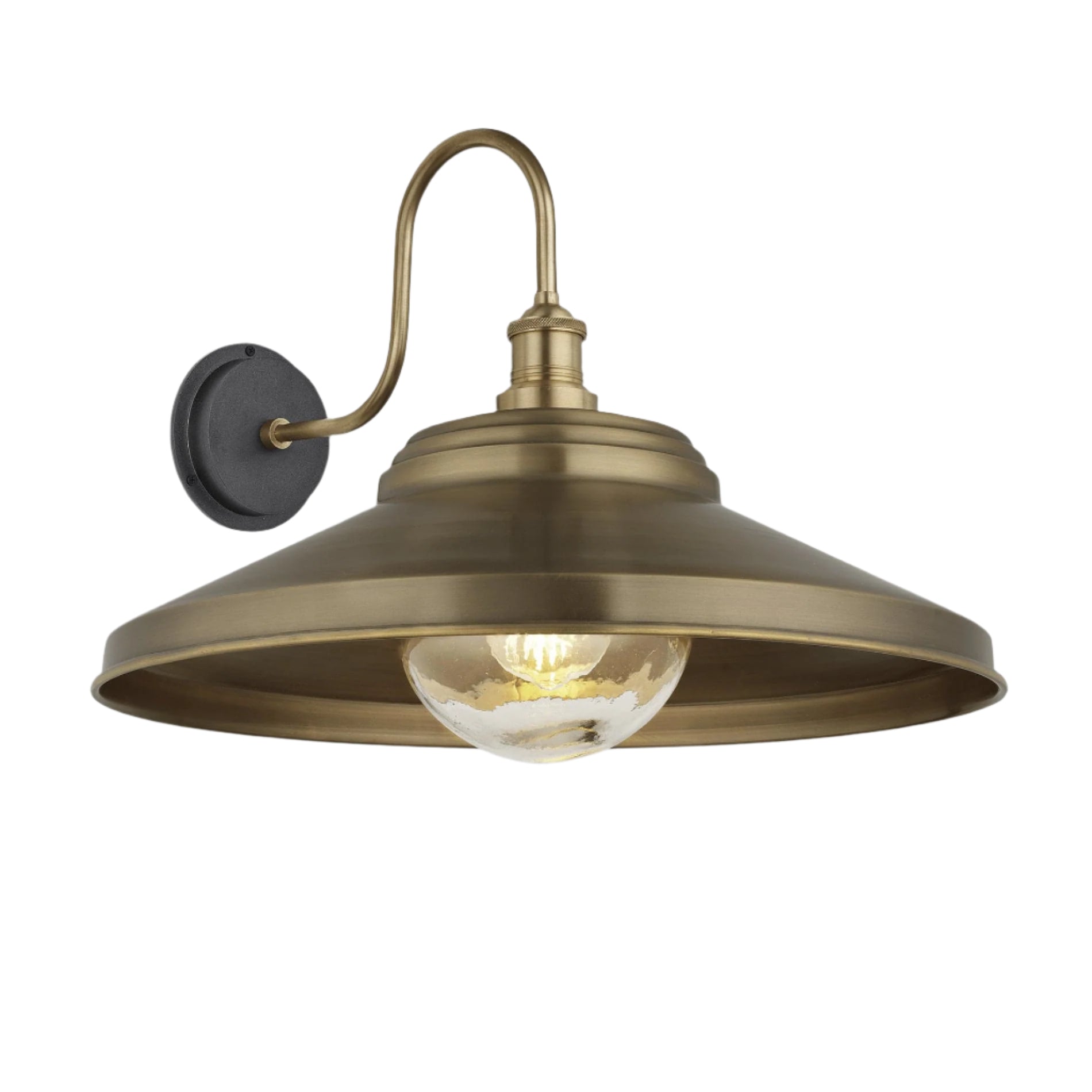 Swan Neck Outdoor Giant Step Wall Lights | 18 Inch Brass | Industville