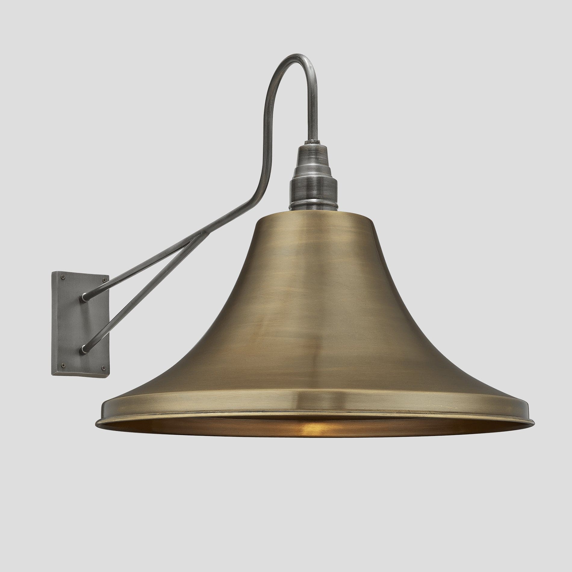 Long Arm Giant Bell Wall Light – 20 Inch – Brass Industville LA-GBLWL20-B-PH
