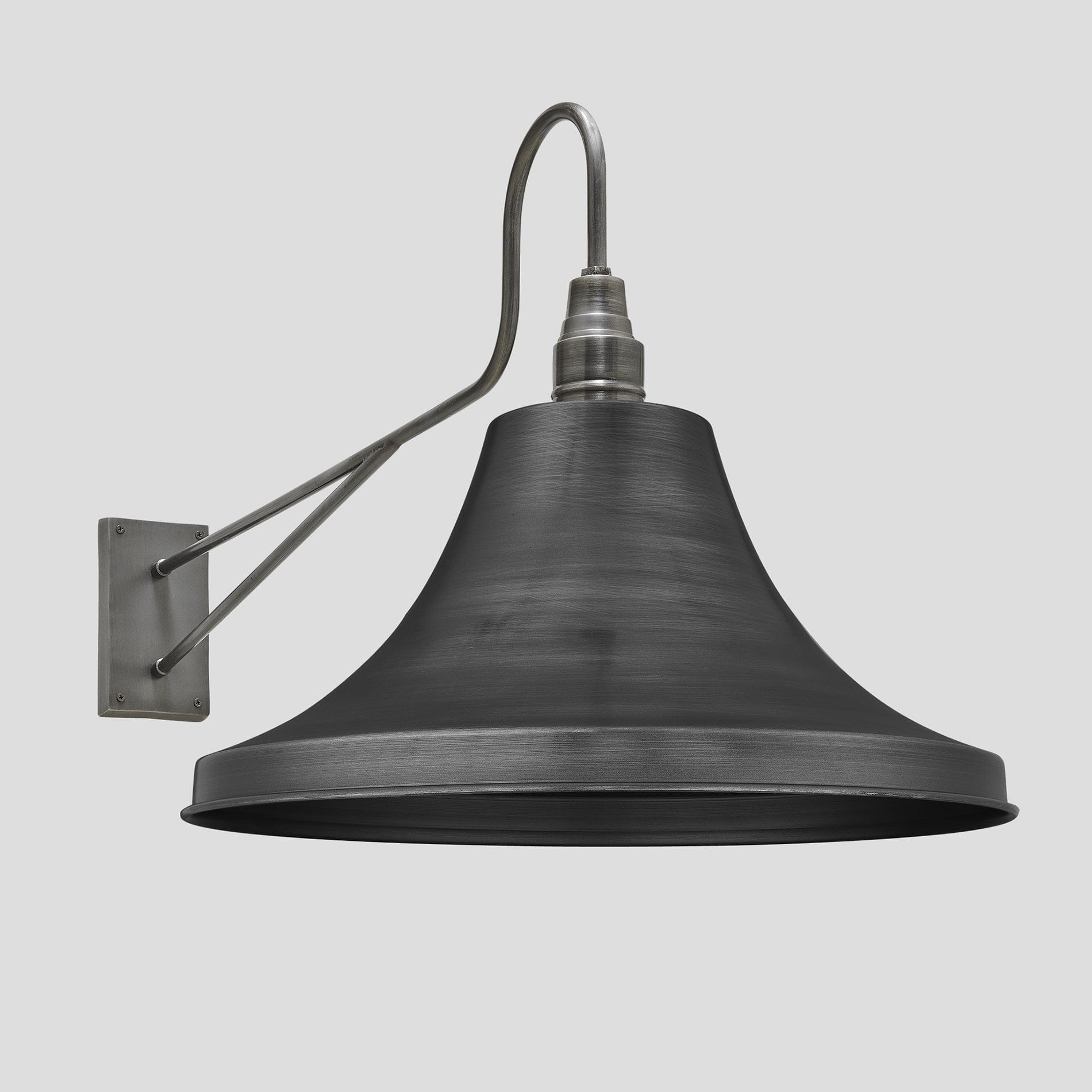 Long Arm Giant Bell Wall Light – 20 Inch – Pewter Industville LA-GBLWL20-P-PH