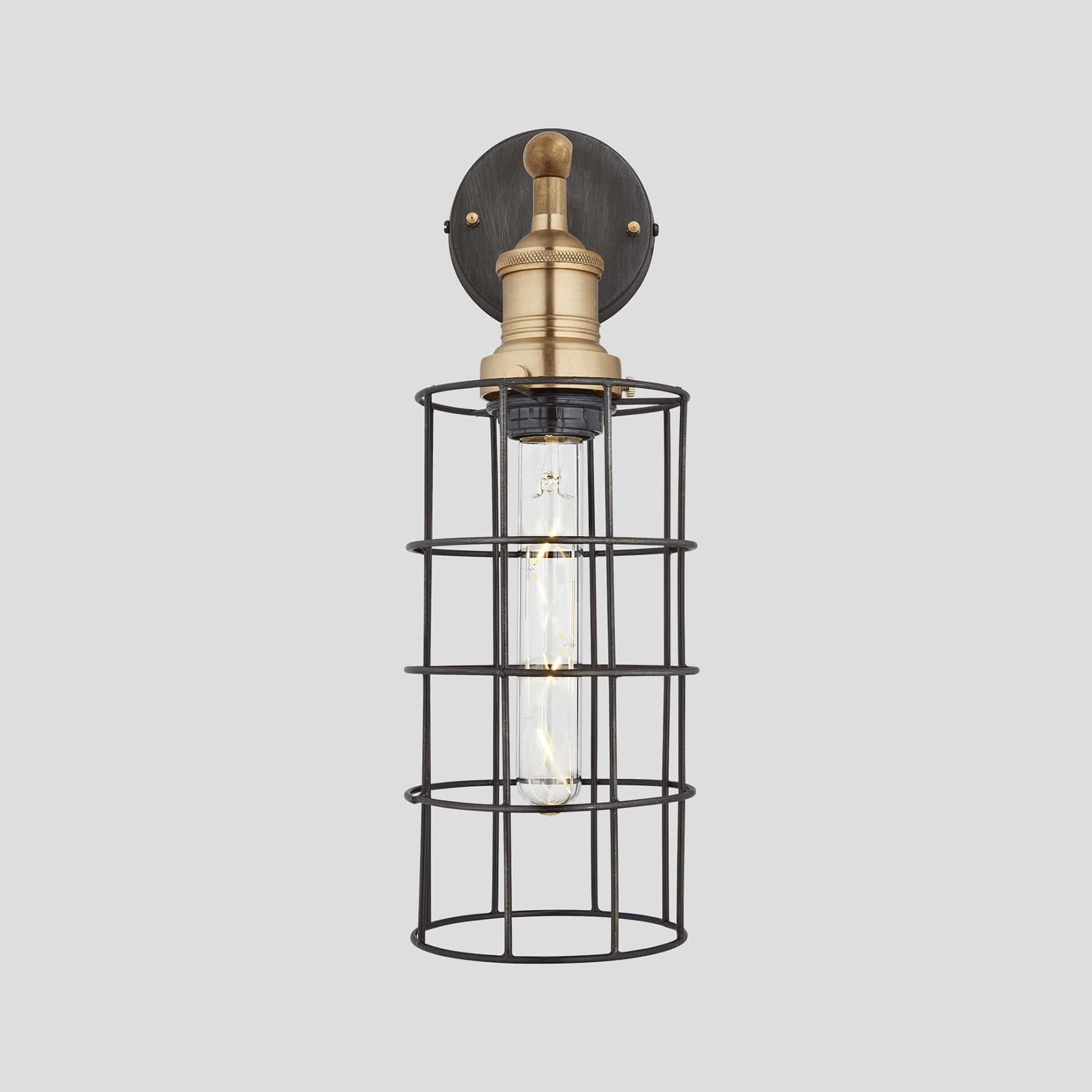 Brooklyn Wire Cage Wall Light - 5 Inch - Pewter - Cylinder Industville