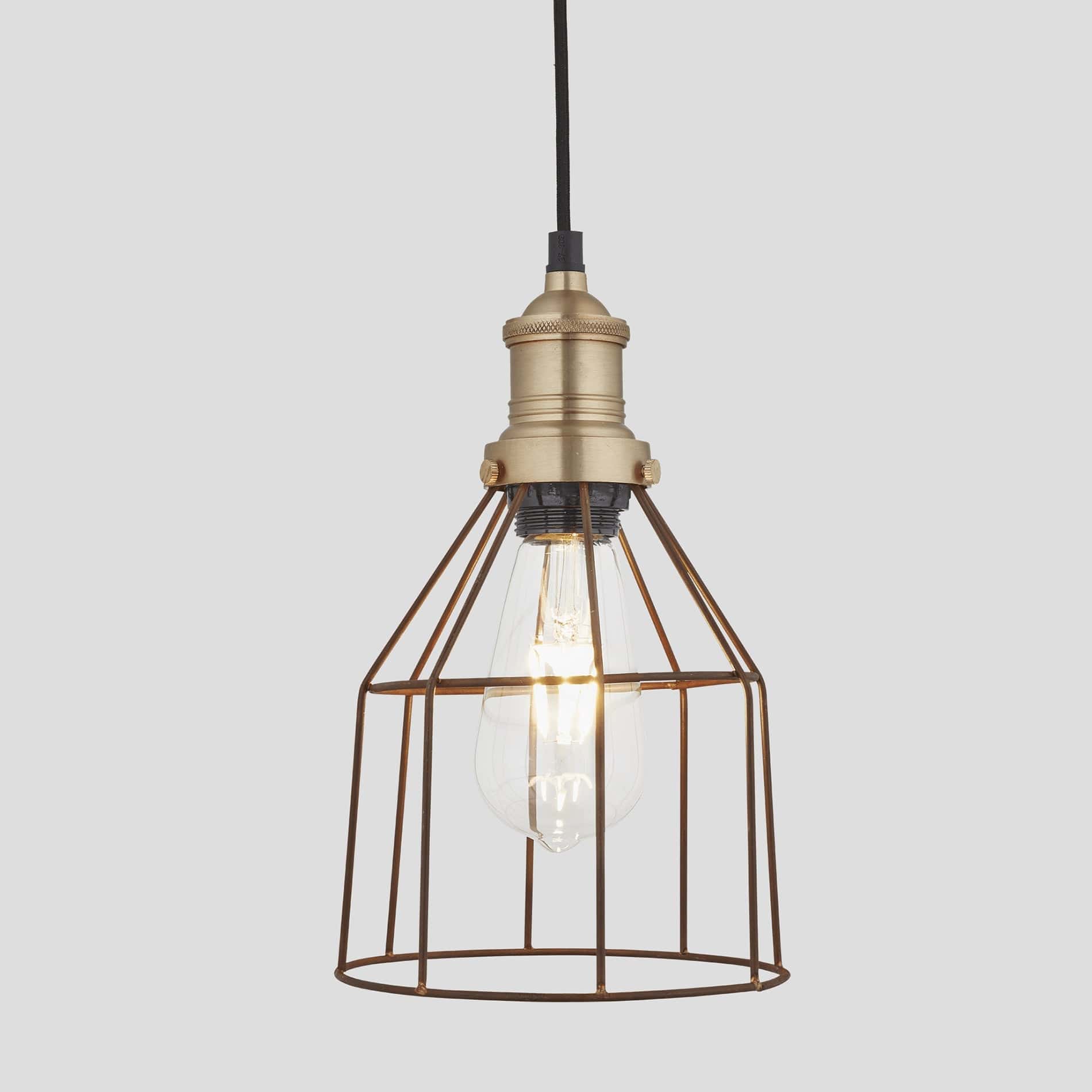*DON'T USE/Discontinued* Brooklyn Rusty Cage Pendant - 6 Inch -  Cone Industville BR-WCP6-R-CN-BH