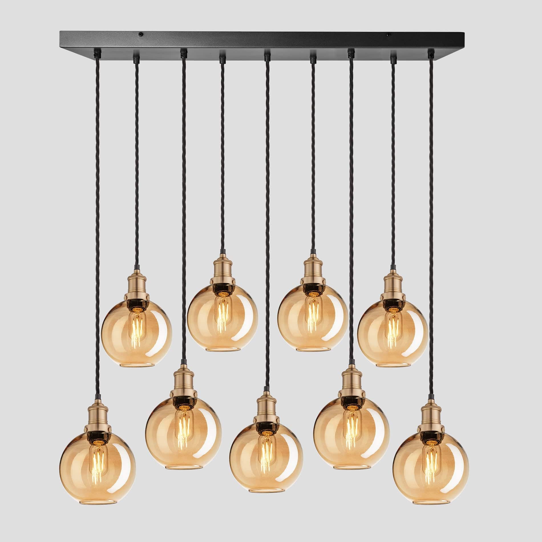 Brooklyn Tinted Glass Globe 9 Wire Cluster Lights - 7 inch - Amber Industville BR-TGL-GL7-9WCL-A-BH