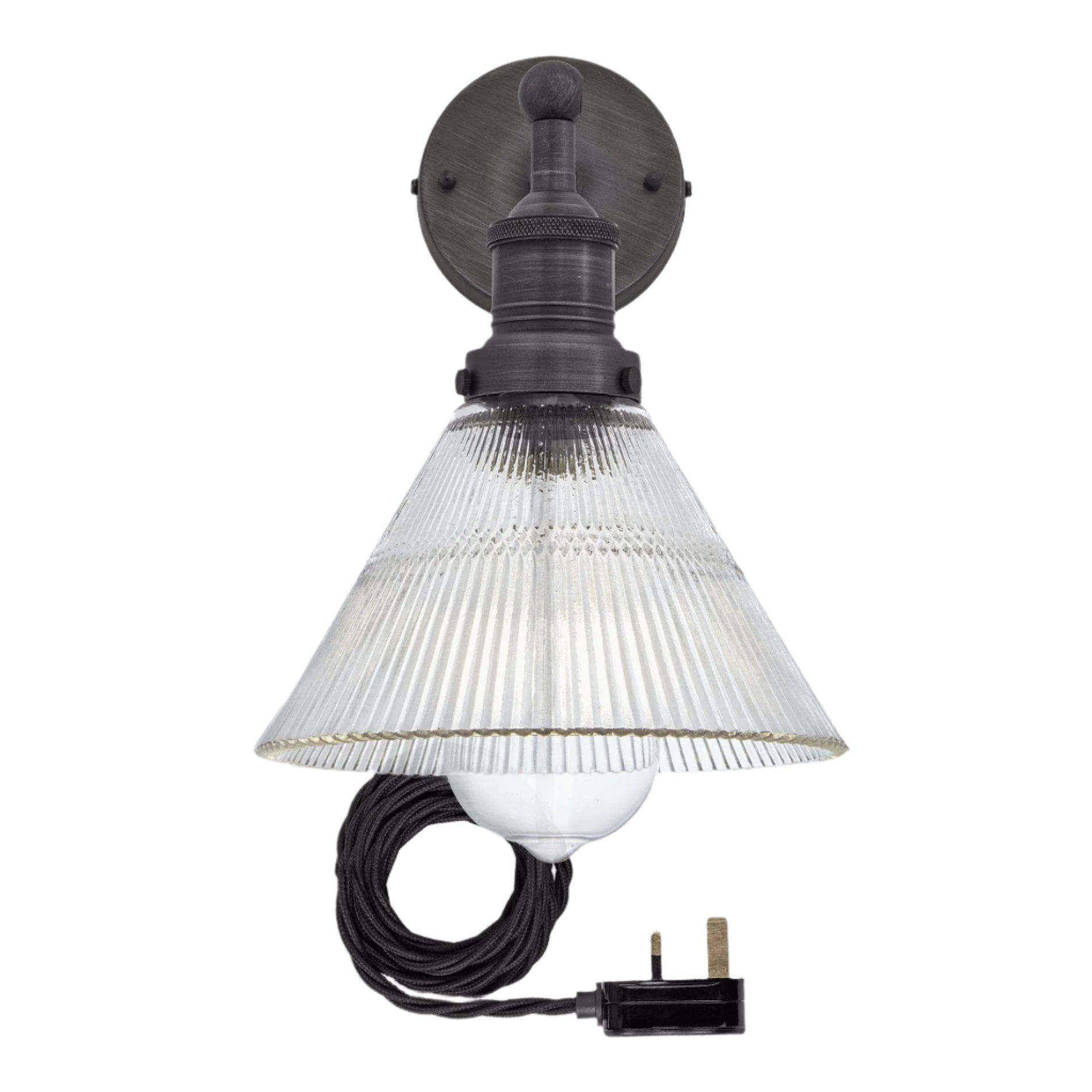 Brooklyn Glass Funnel Wall Light 7 Inch With Plug Industville