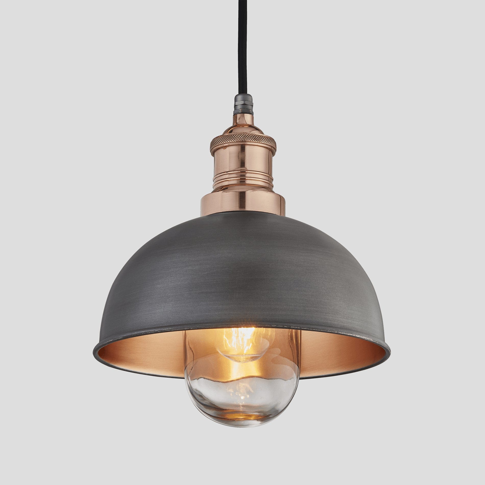 Brooklyn Outdoor & Bathroom Dome Pendant - 8 Inch - Pewter & Copper Industville BR-IP65-DP8-CP-CH