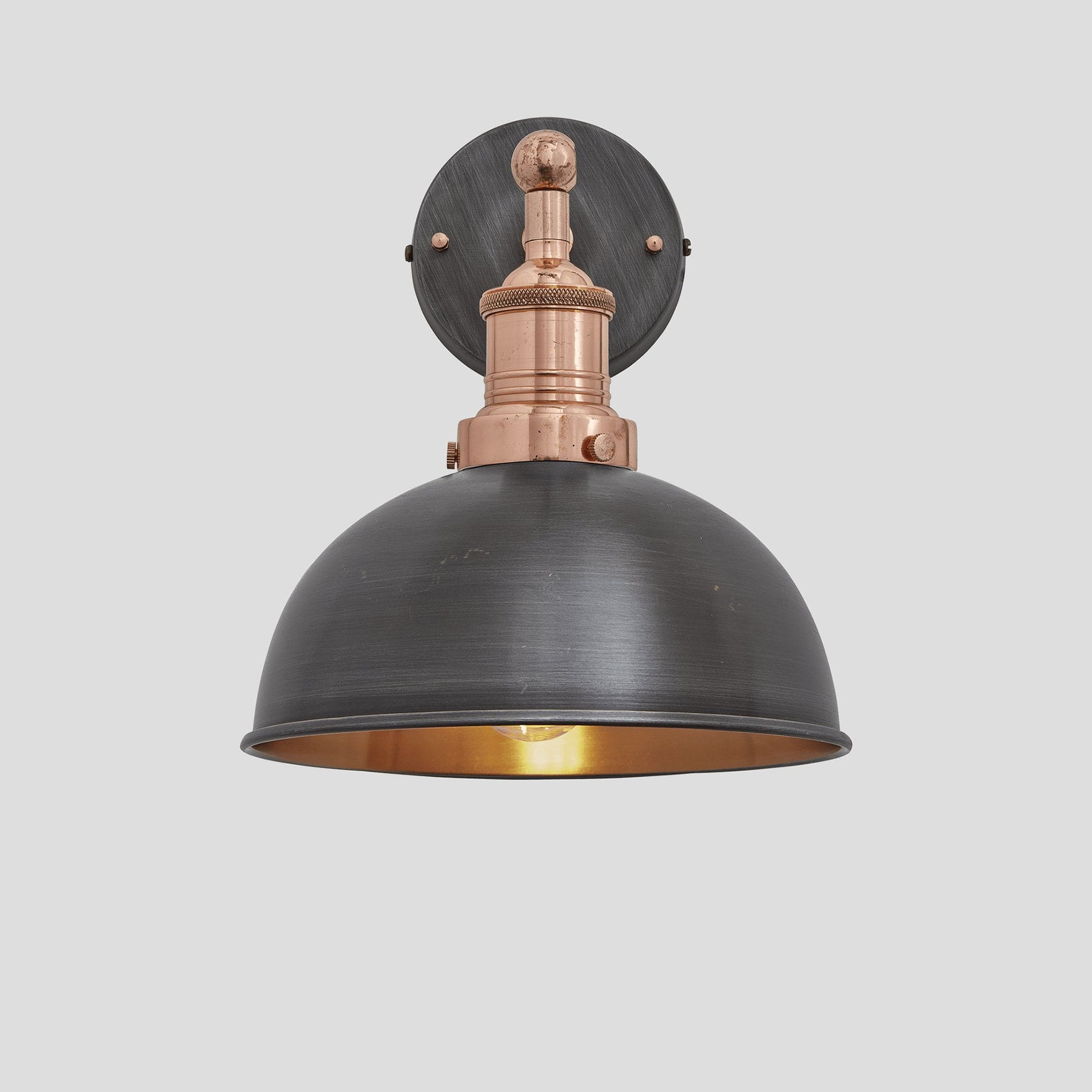 Brooklyn Dome Wall Light - 8 Inch - Pewter & Copper Industville BR-DWL8-CP-CH