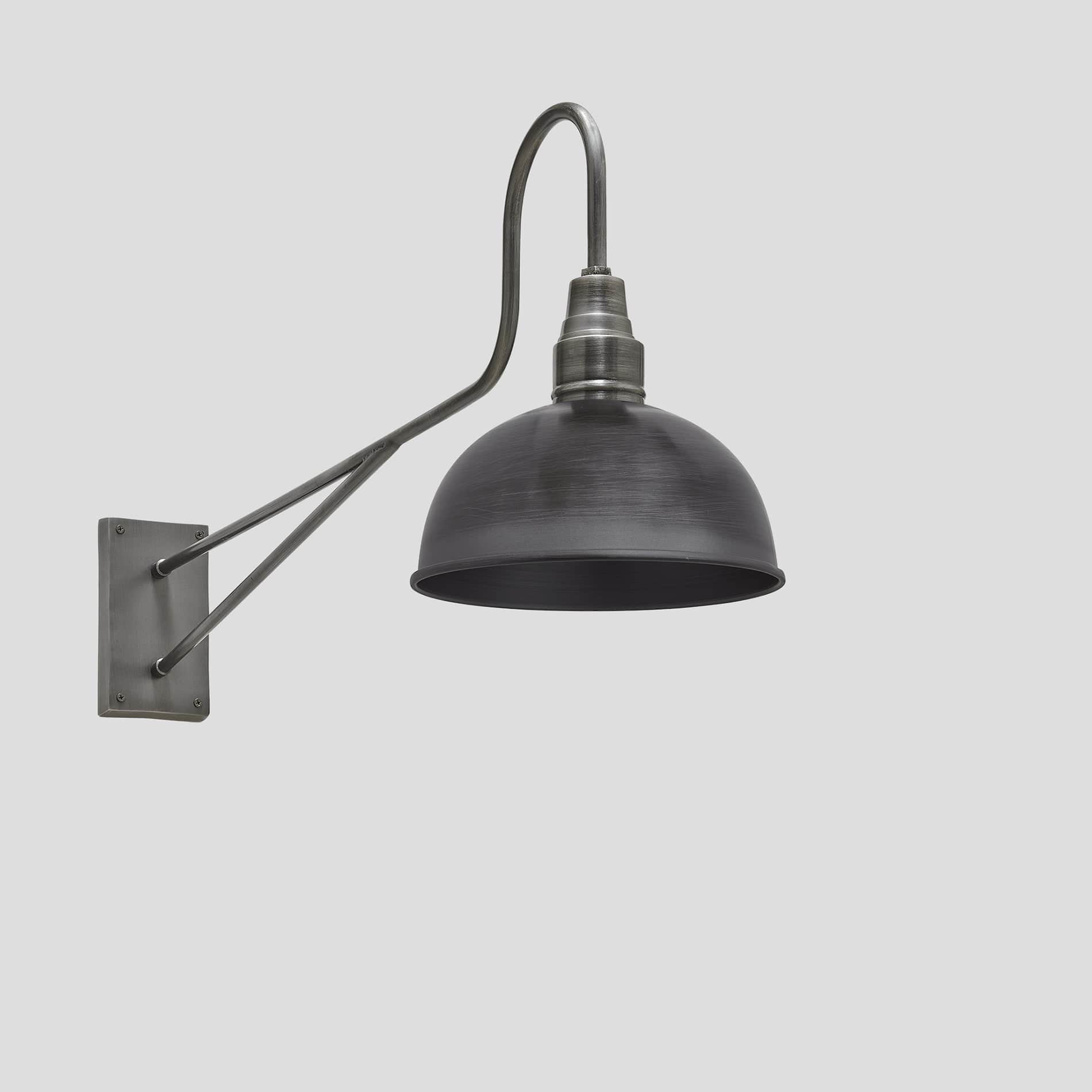 Long Arm Dome Wall Light - 8 Inch - Pewter Industville LA-DWL8-P-PH