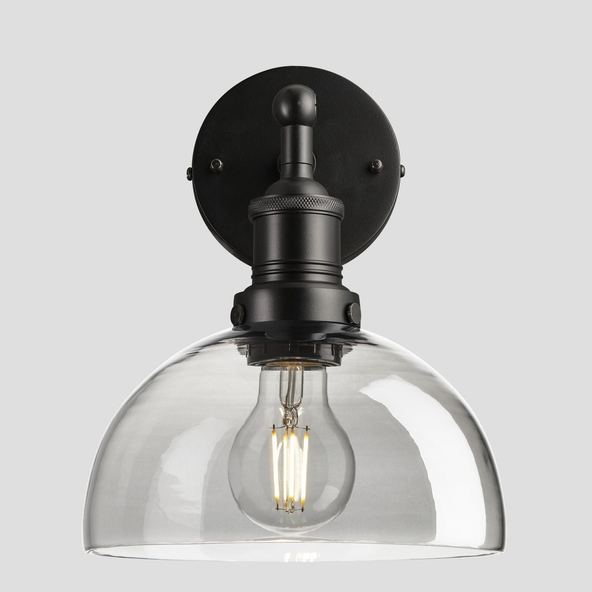 Brooklyn Tinted Glass Dome Wall Light - 8 Inch - Smoke Grey Industville