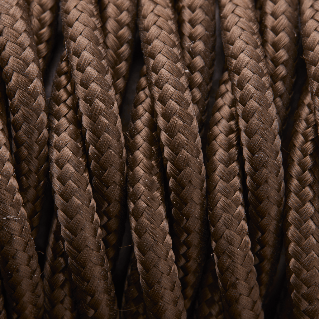 Dark Brown Twisted Fabric Flex - 3 Core Braided Cloth Cable Lighting W ...
