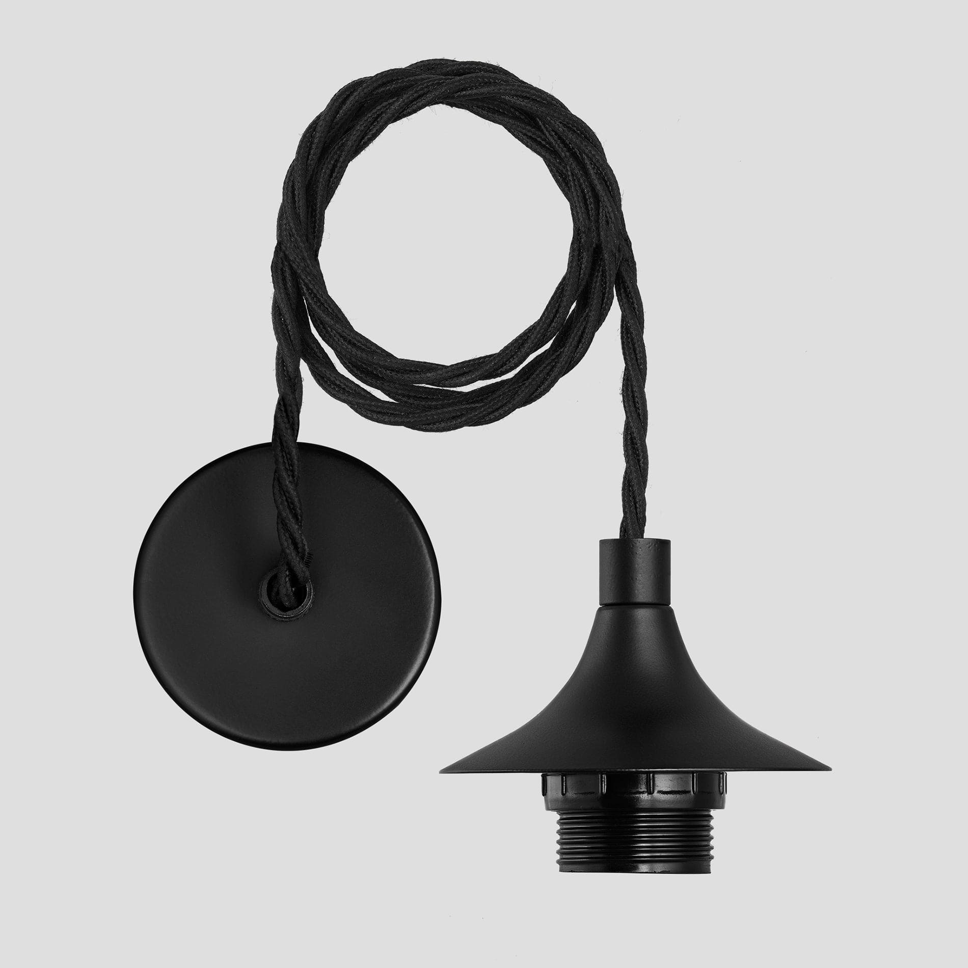 Chelsea Cord Set ES E27 Bulb Holder - Black & Fabric Flex Industville CH-CS-BK