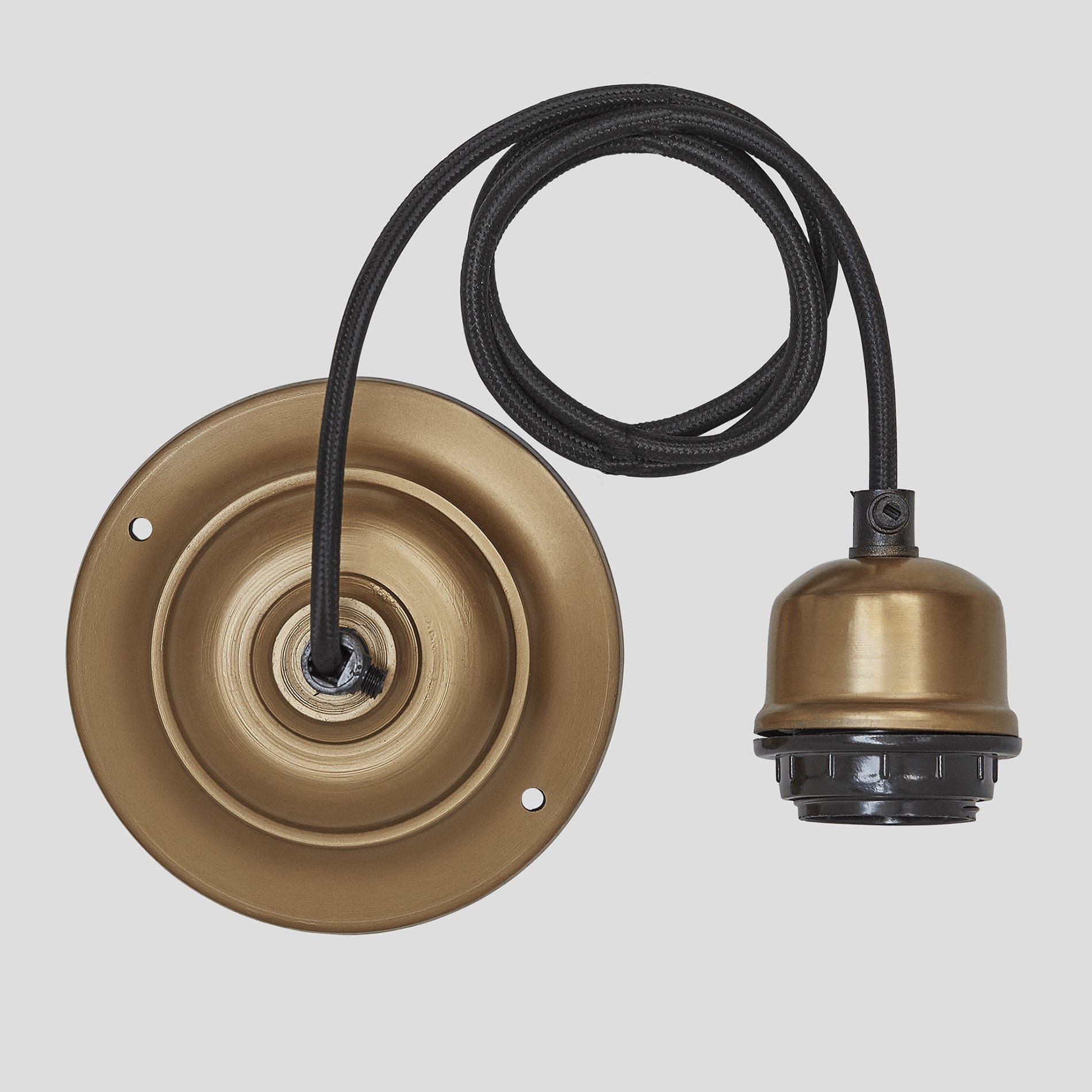 Orlando Cord Set ES E27 Bulb Holder - Brass & Fabric Flex Industville OR-CS-B