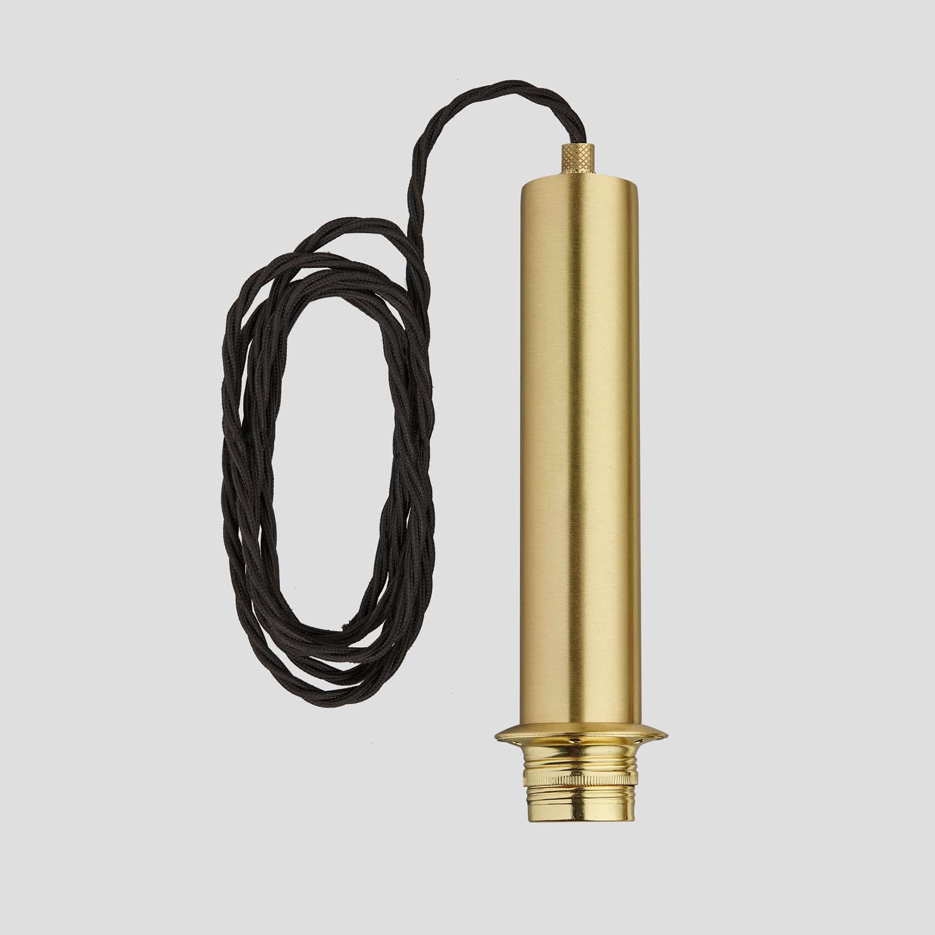 Sleek Cylinder Cord Set ES E27 Bulb Holder - Brass ring - Fabric Flex - Brass - 2m - Without Ceiling Rose Industville SL-CY-CS-B-2M-NCR