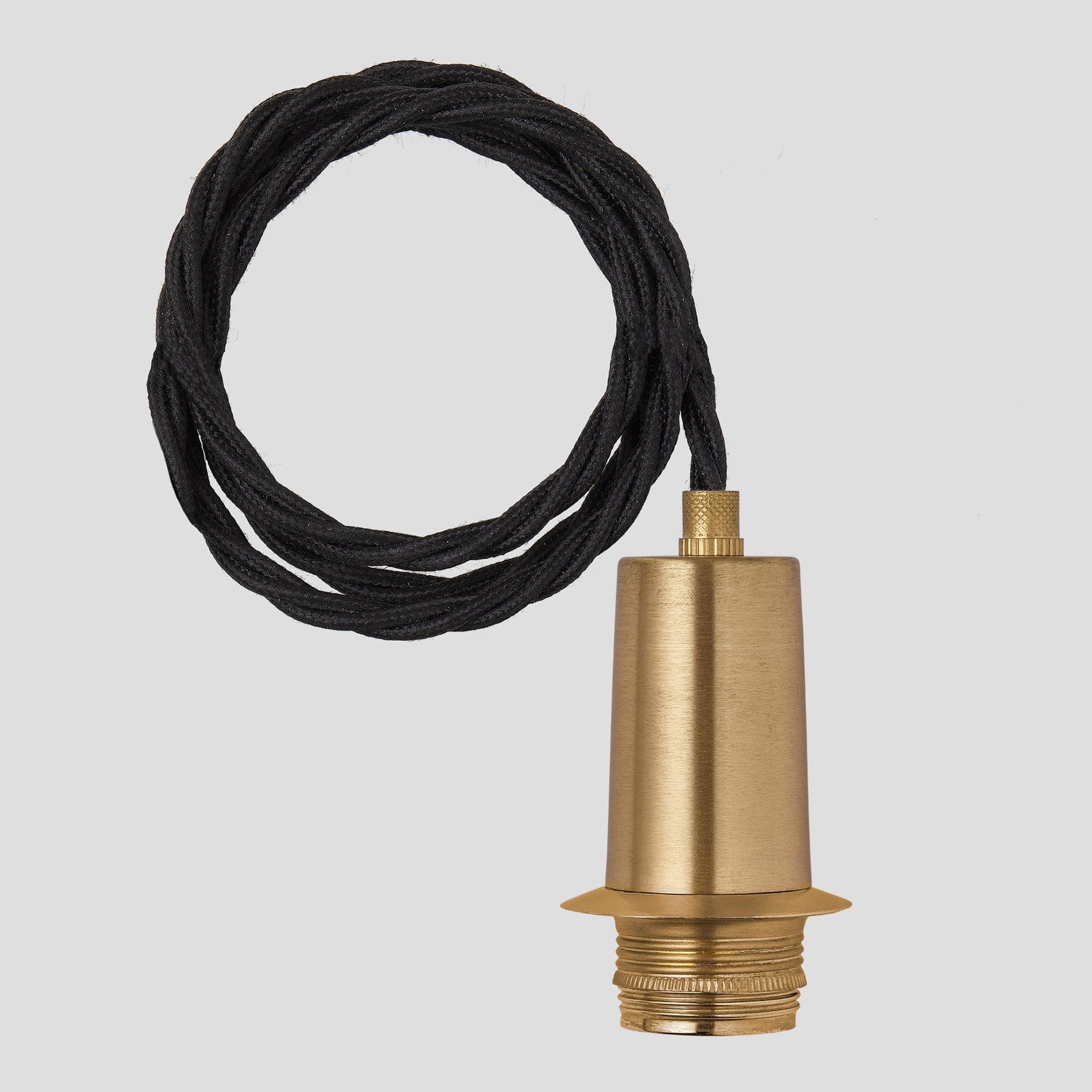 Sleek Edison Cord Set ES E27 Bulb Holder - Brass Ring & Fabric Flex - 2m - Without Ceiling Rose Industville SL-ECS-B-2M-NCR