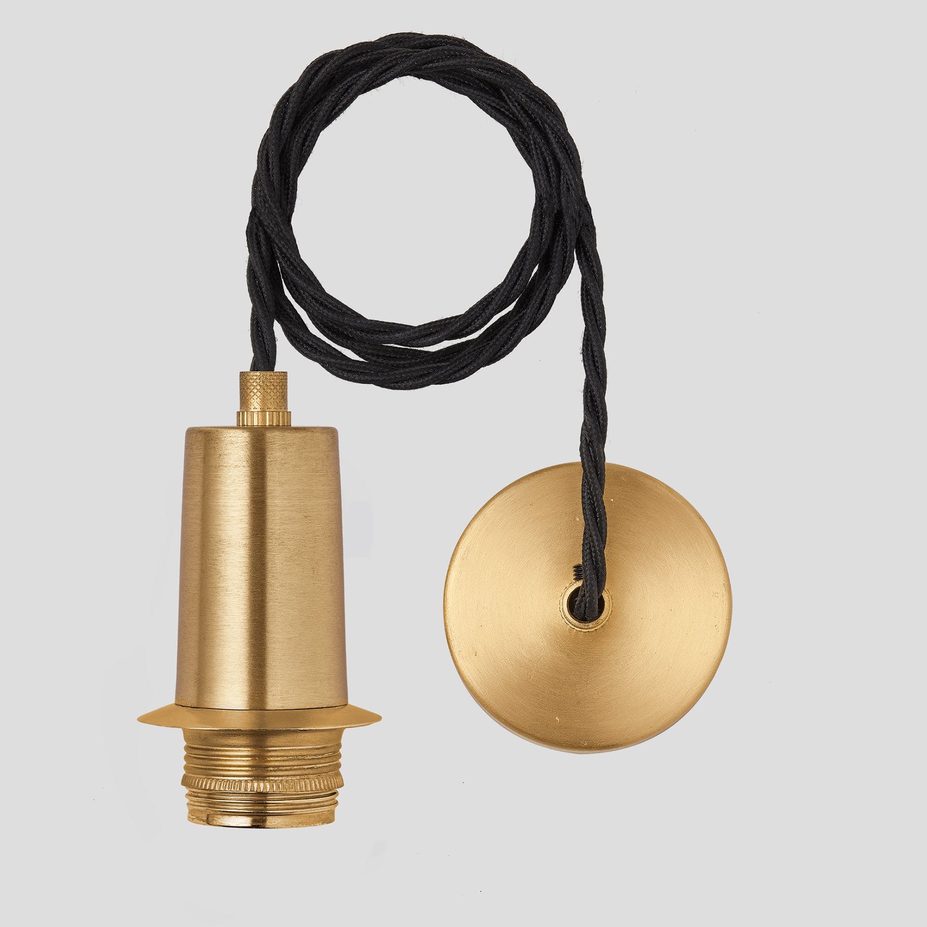Sleek Edison Cord Set ES E27 Bulb Holder - Brass Ring & Fabric Flex Industville SL-ECS-B