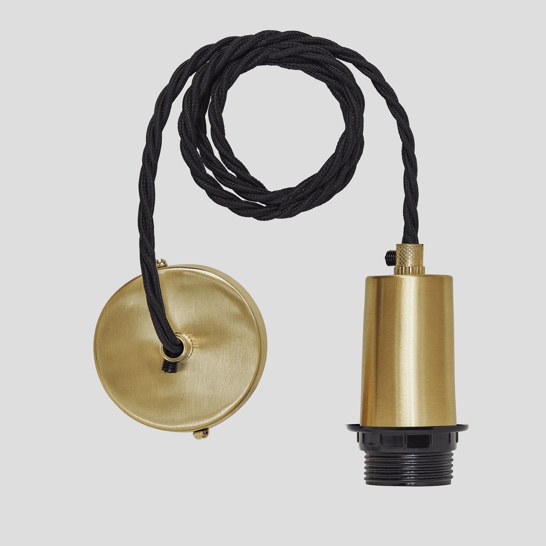 Sleek Edison Cord Set ES E27 Bulb Holder - Brass & Fabric Flex Industville SL-EBH-B
