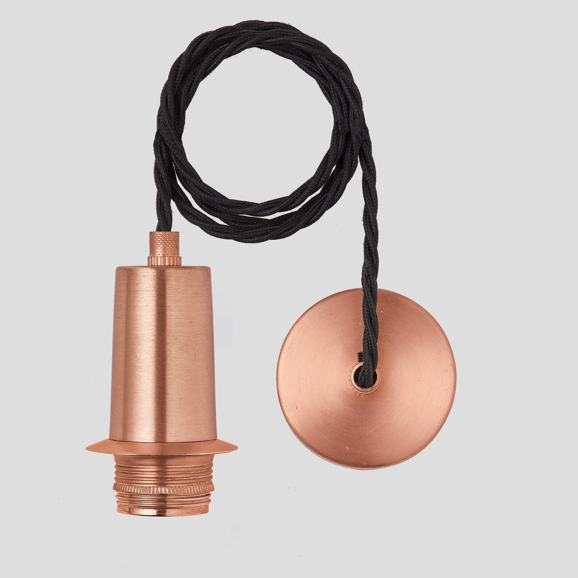 Sleek Edison Cord Set ES E27 Bulb Holder - Copper Ring & Fabric Flex Industville SL-ECS-C