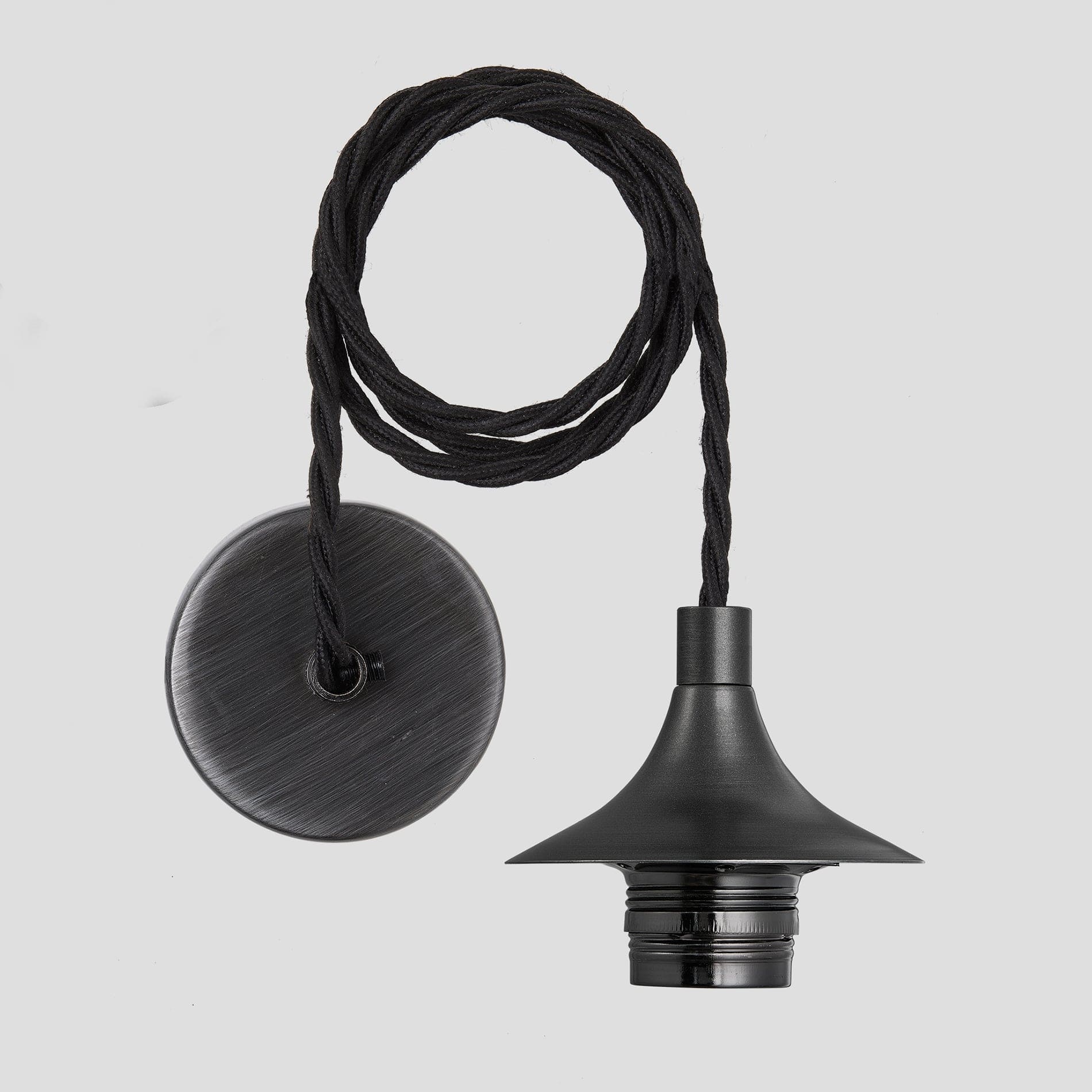 Chelsea Cord Set ES E27 Bulb Holder - Pewter & Fabric Flex Industville CH-CS-P