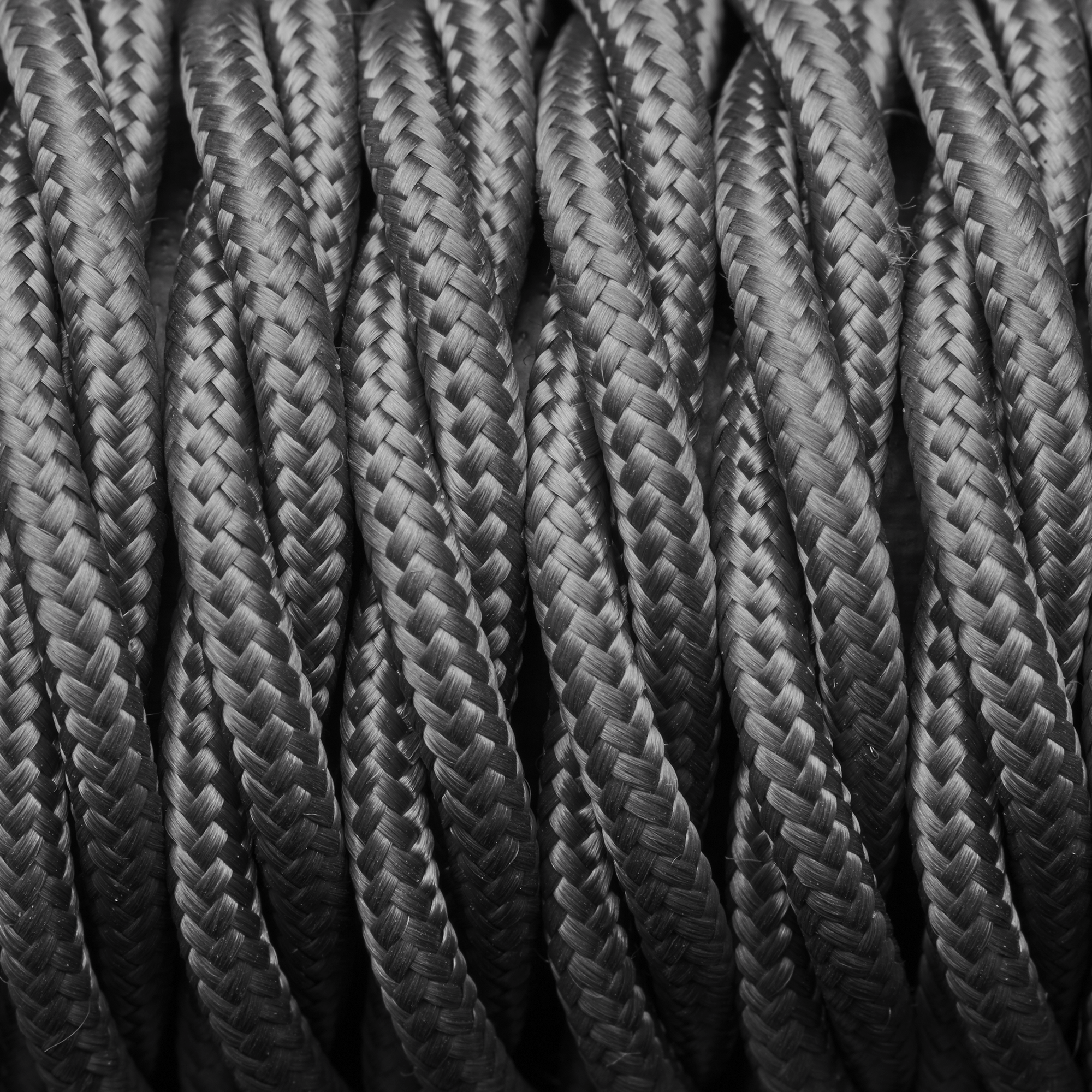 Grey Twisted Fabric Flex - 3 Core Braided Cloth Cable Lighting Wire Industville FL-T-GR