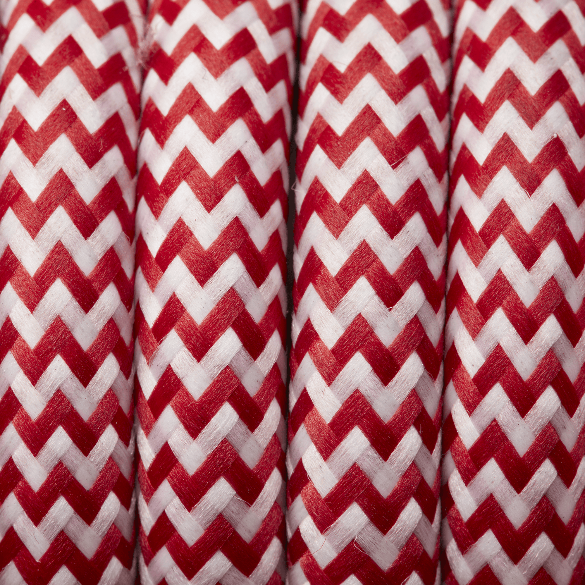 Red & White Round Fabric Flex - Braided Cloth Cable Lighting Wire Industville FL-R-RW